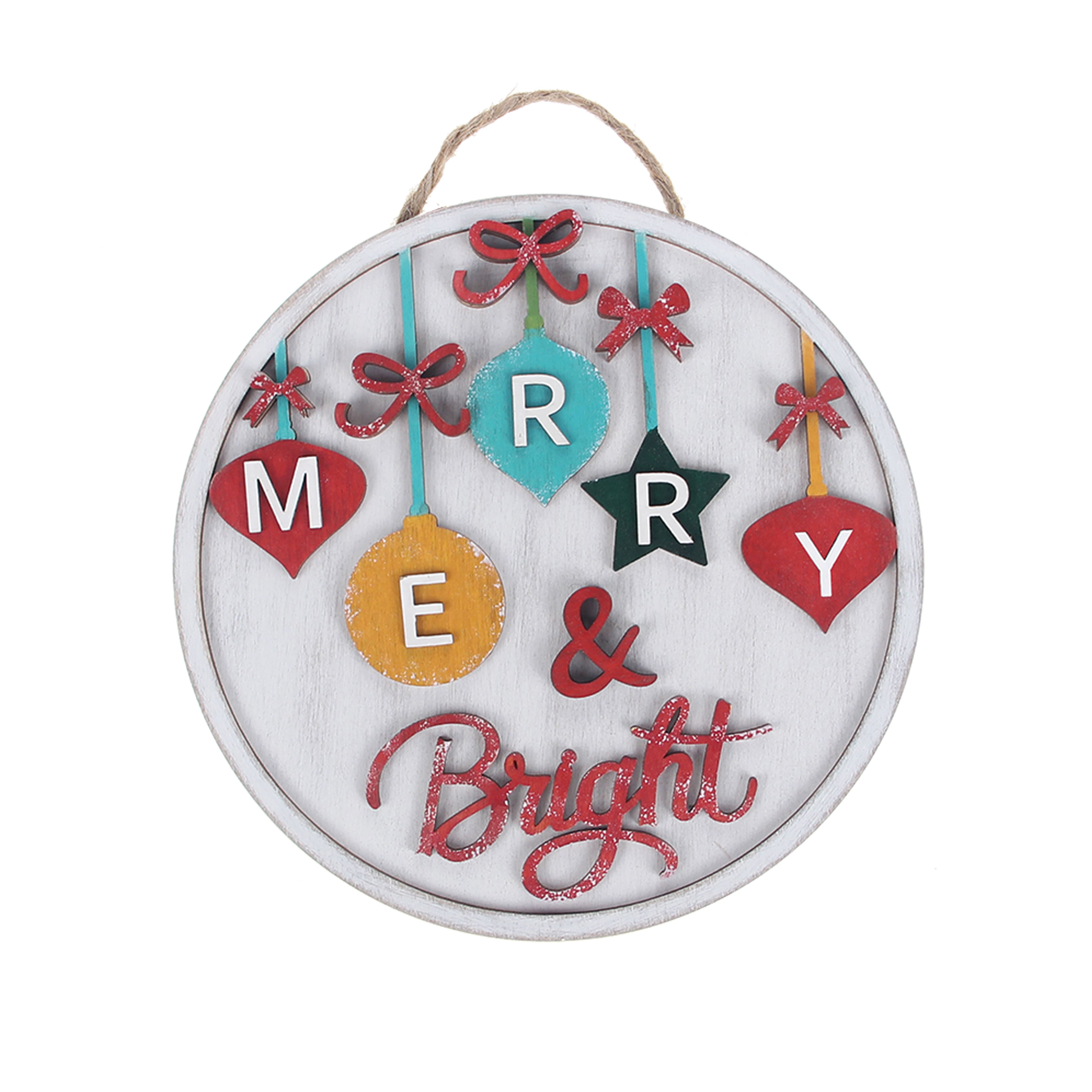 6&#x22; Merry &#x26; Bright Plaque DIY Wood D&#xE9;cor Kit by Make Market&#xAE;