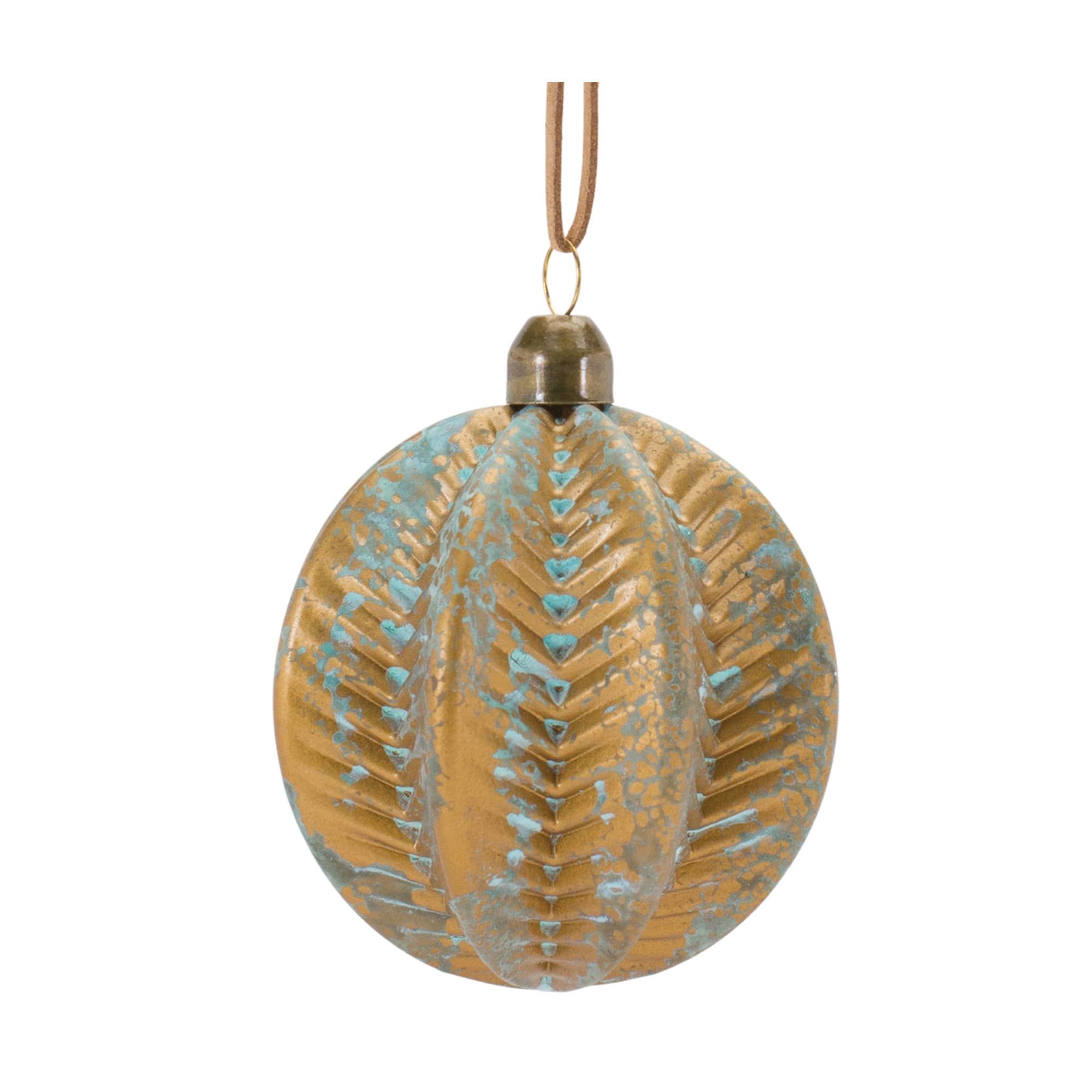 Blue &#x26; Brown Distressed Ribbed Glass Ornament Set