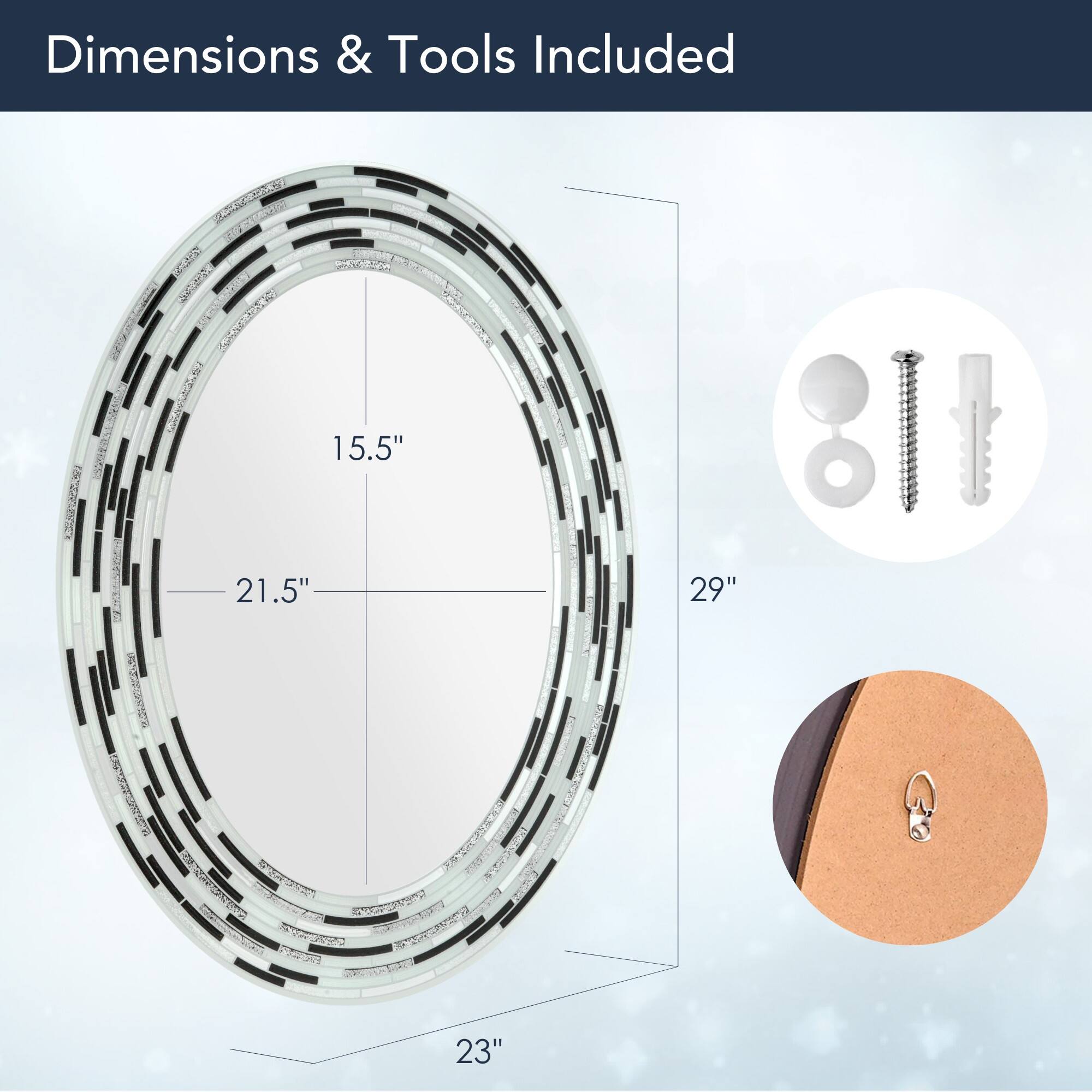 Head West Charcoal Tile Framed Oval Wall Vanity Mirror - 23" x 29"