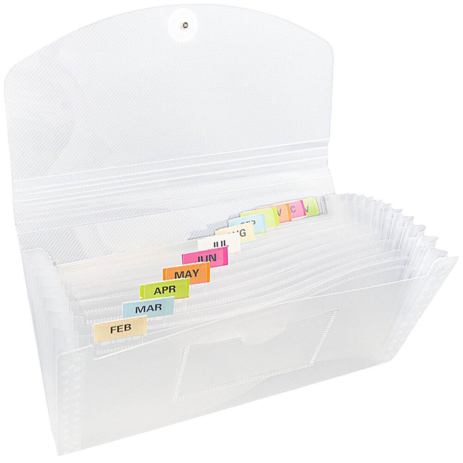 JAM Paper 5" x 10.5" Clear Plastic 13 Pocket Expanding Accordion File Folder, 2ct.