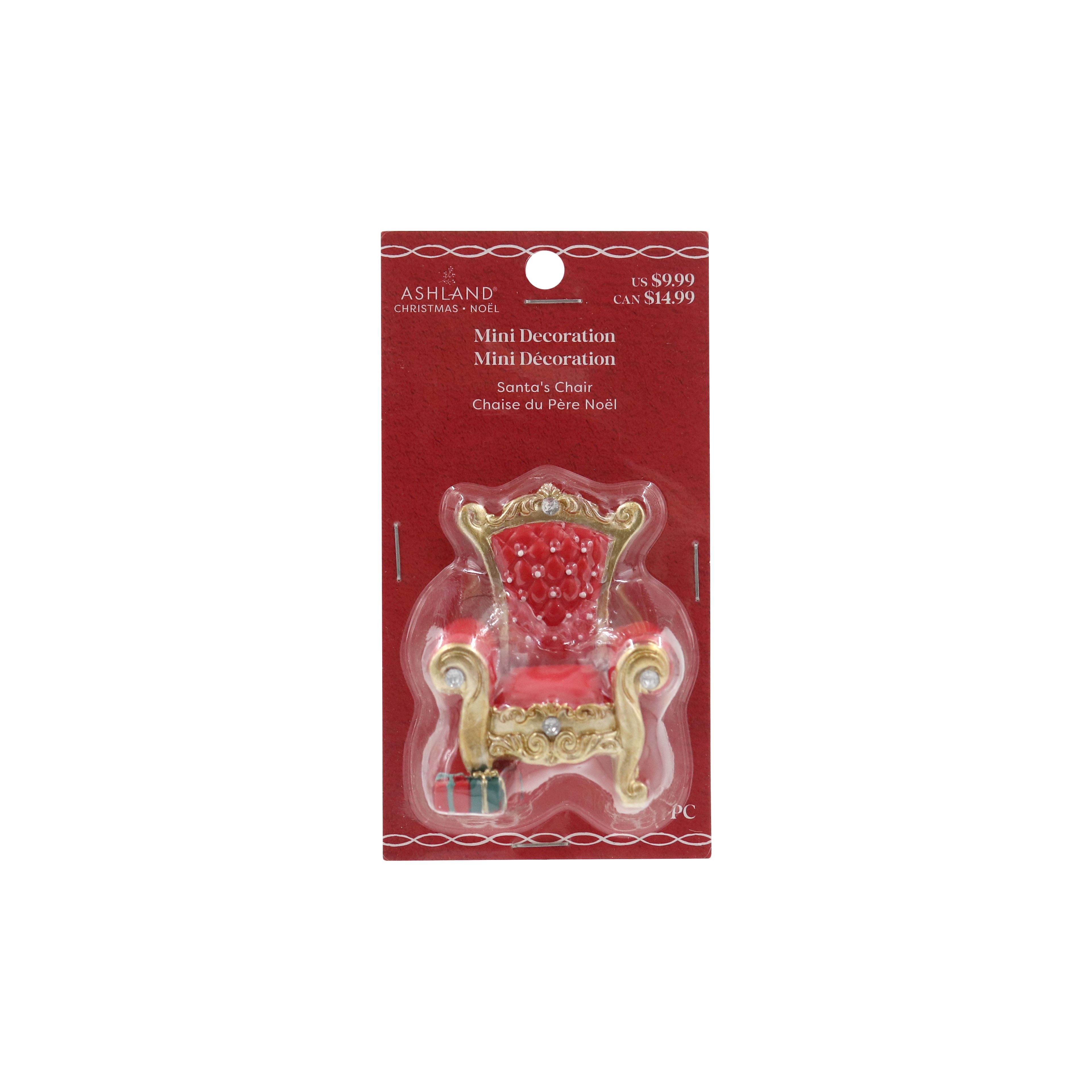 Mini Red &#x26; Gold Santa&#x27;s Chair by Ashland&#xAE;