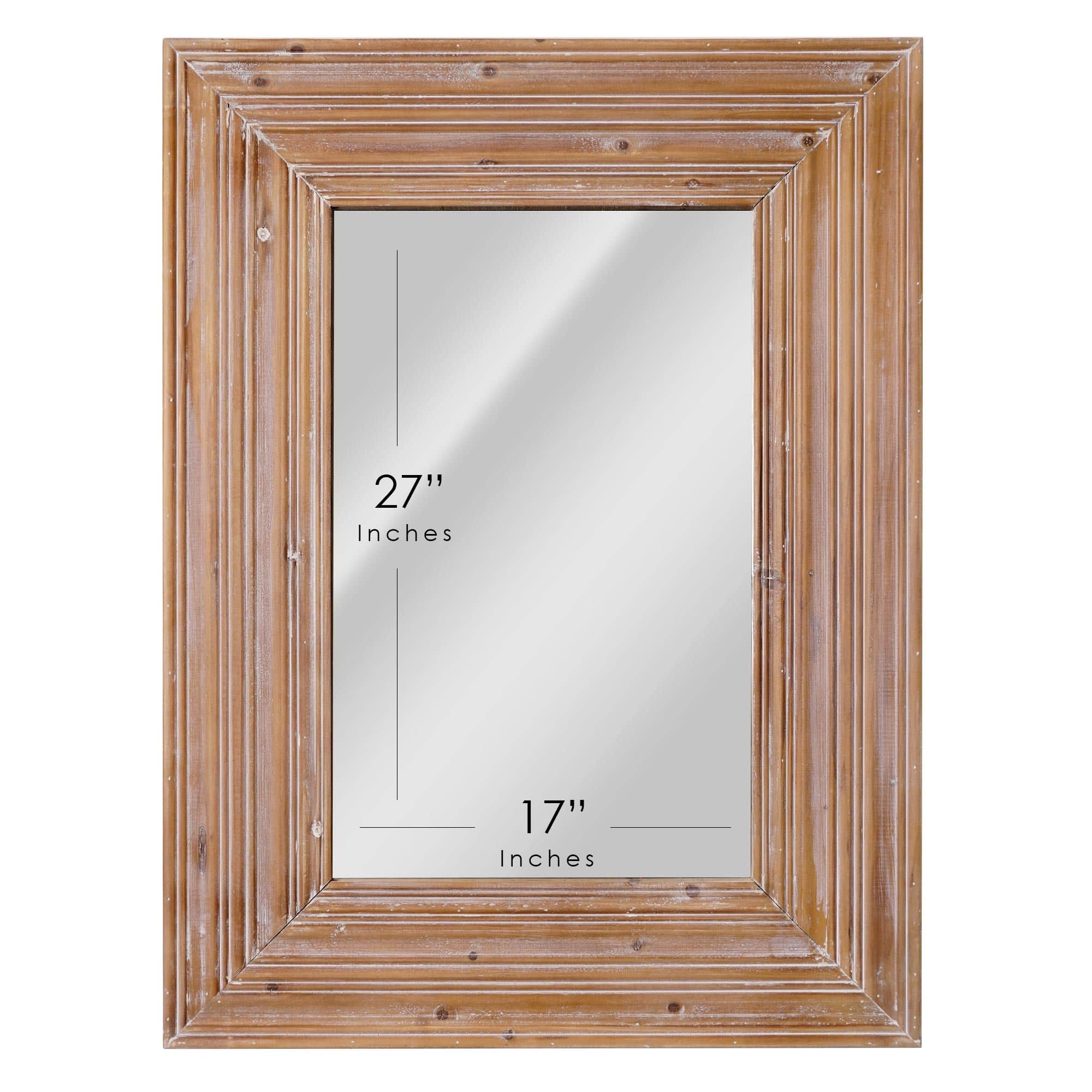 Natural Whitewash Wood Farmhouse Wall Accent Mirror - 30&#x22; x 40&#x22;