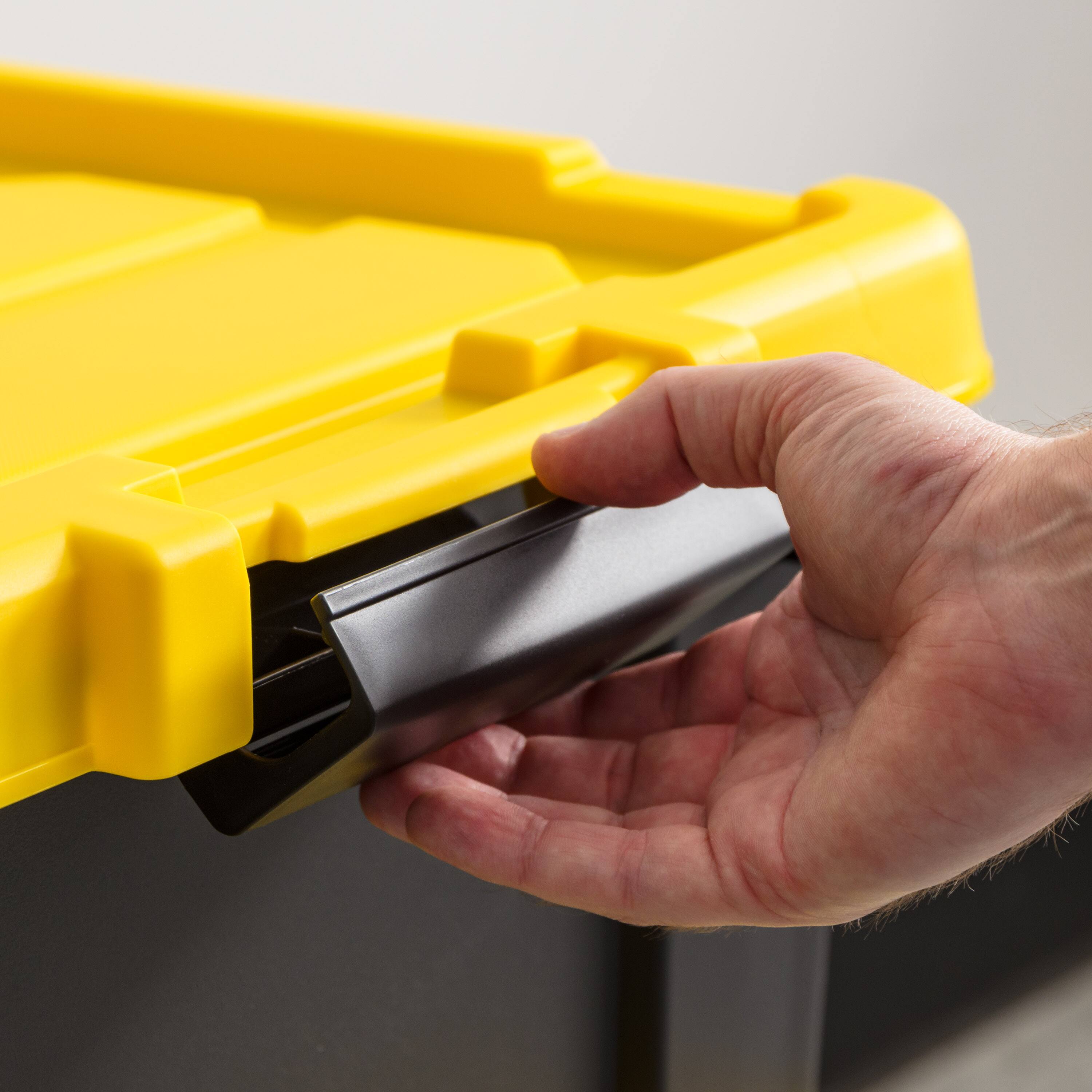 IRIS&#xAE; 13.3qt. Black Store-It-All Utility Totes with Yellow Buckle Lids, 5ct.