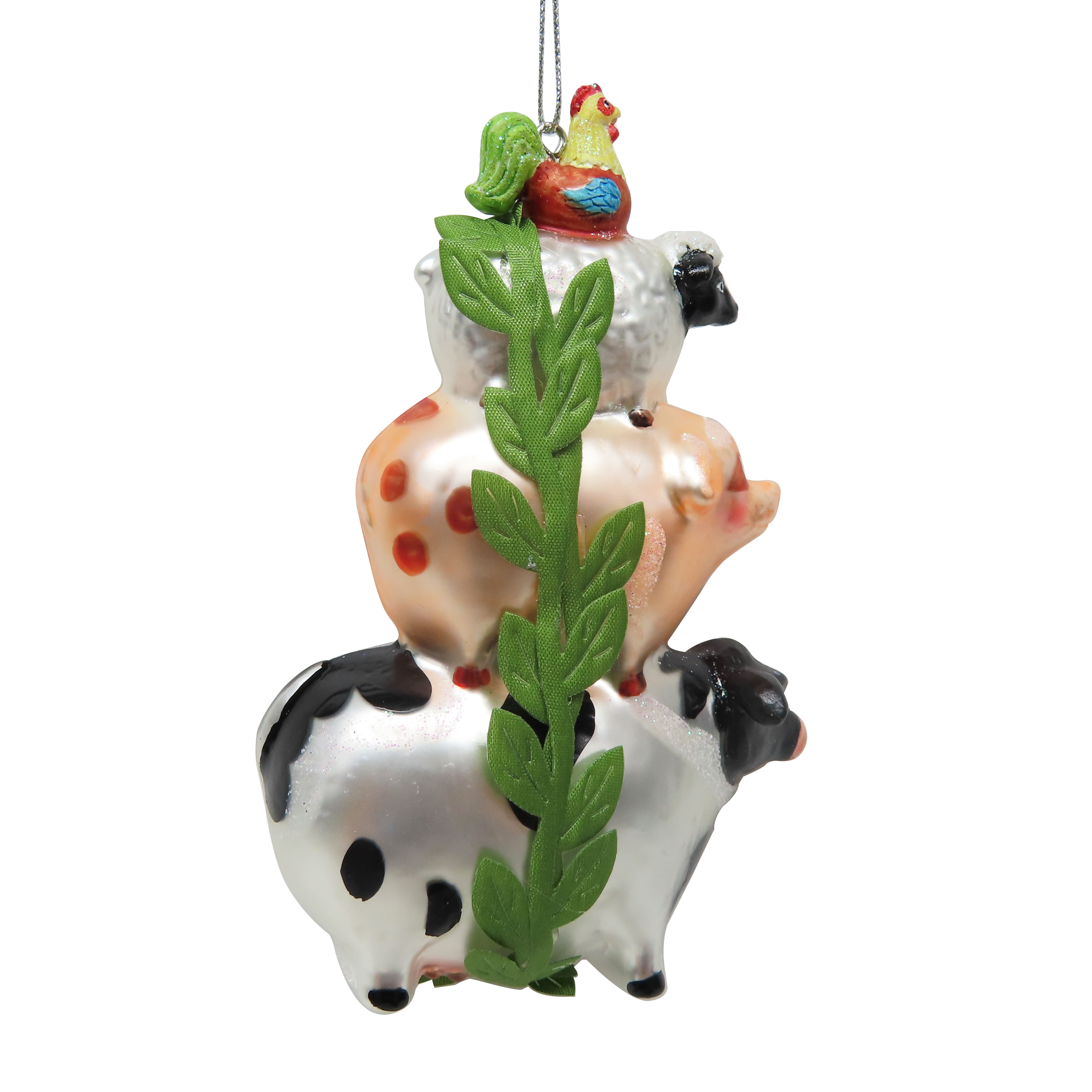 5&#x22; Farm Animal Stack Glass Ornament by Ashland&#xAE;
