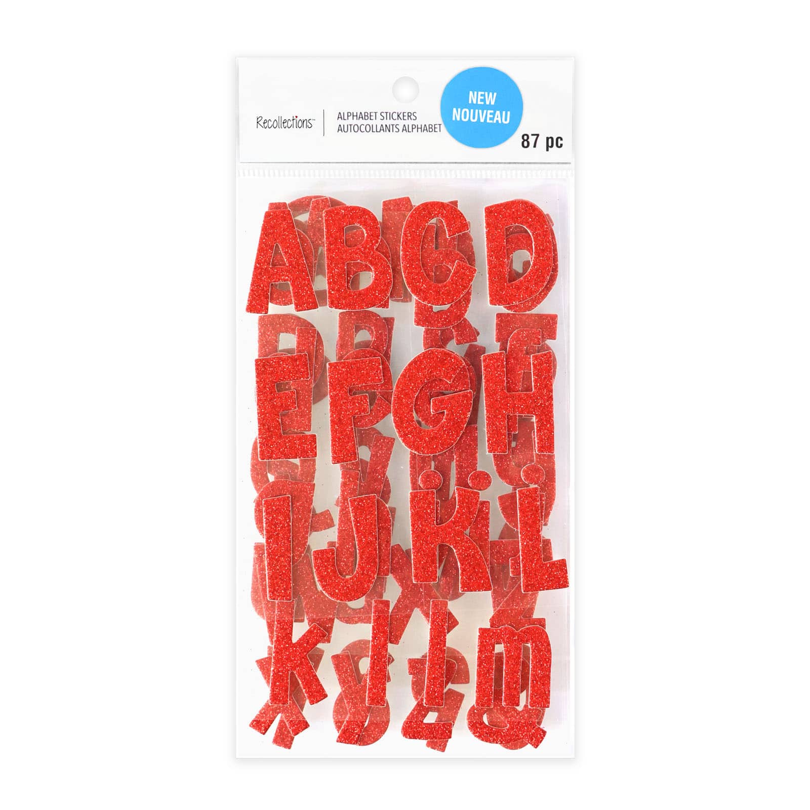 12 Pack: 1.25" Red Glitter Alphabet Stickers by Recollections™