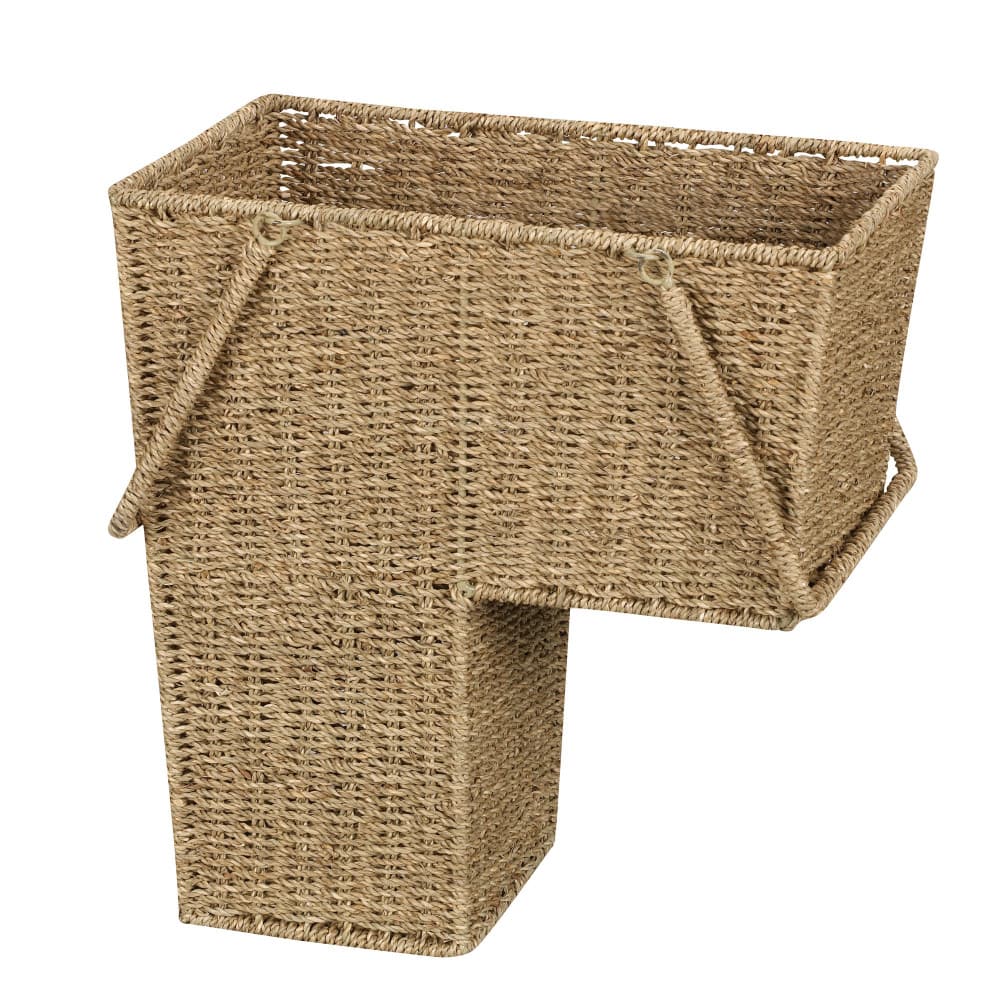 Household Essentials Seagrass & Corn Husk Wicker Stair Basket