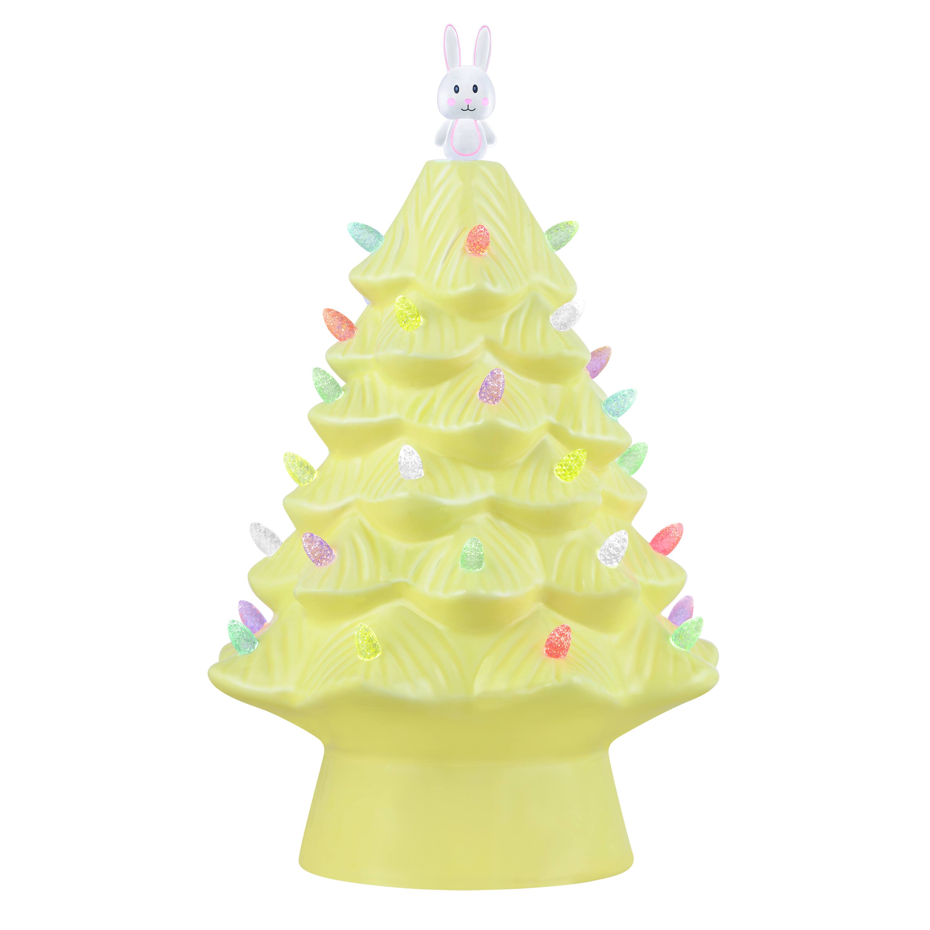 Mr. Cottontail Yellow 13&#x22; Ceramic Easter Bunny Tree