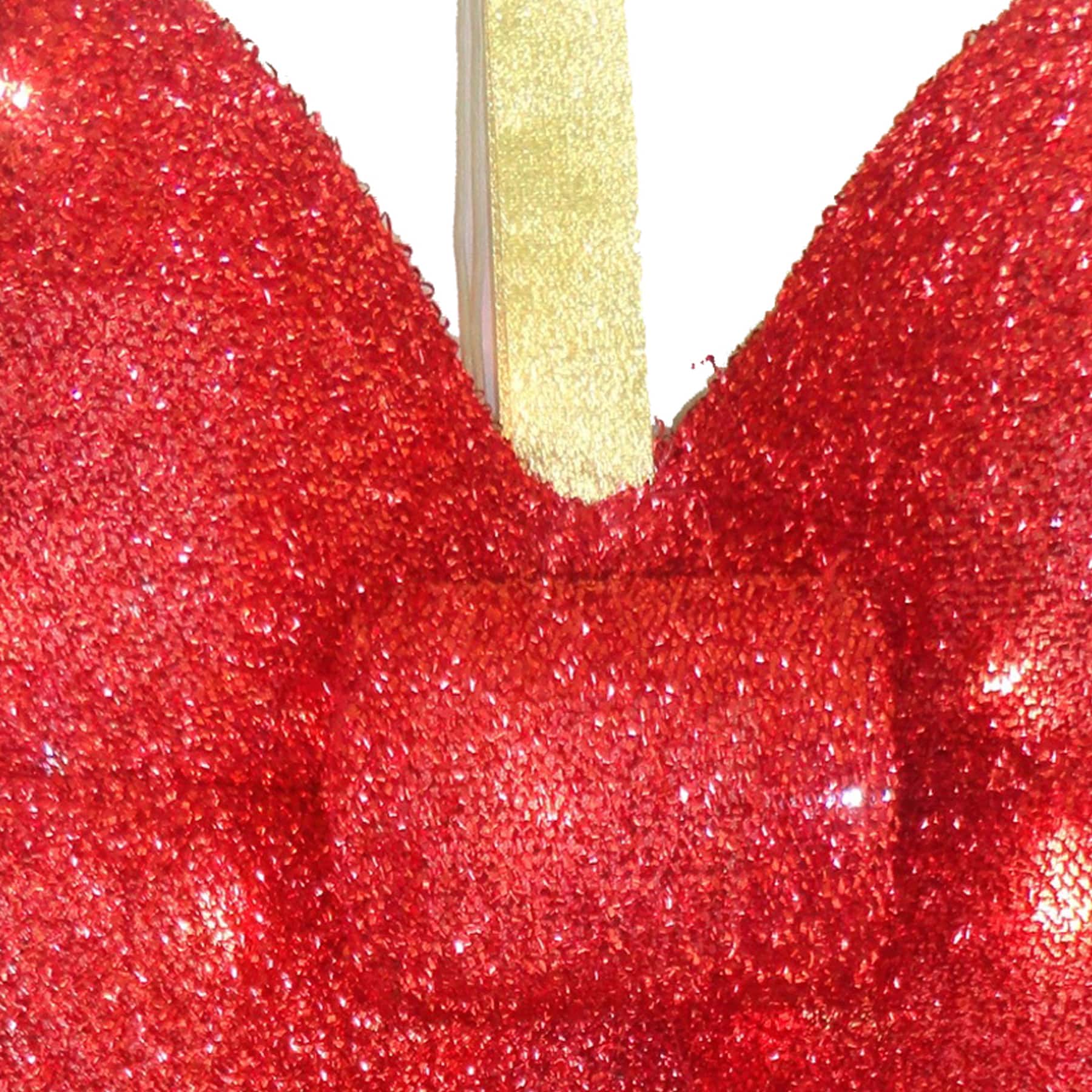 20" Red Tinsel Bow with 13 Warm White LED Lights