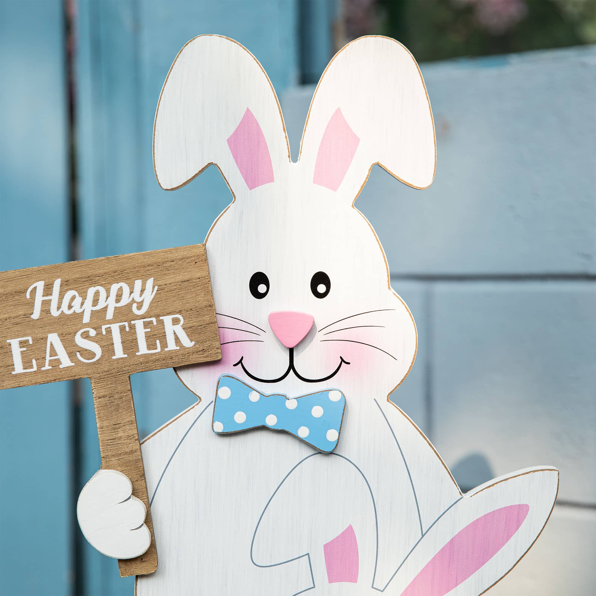 Glitzhome&#xAE; 30.75&#x22; Easter Stacked Bunny Wooden Porch D&#xE9;cor