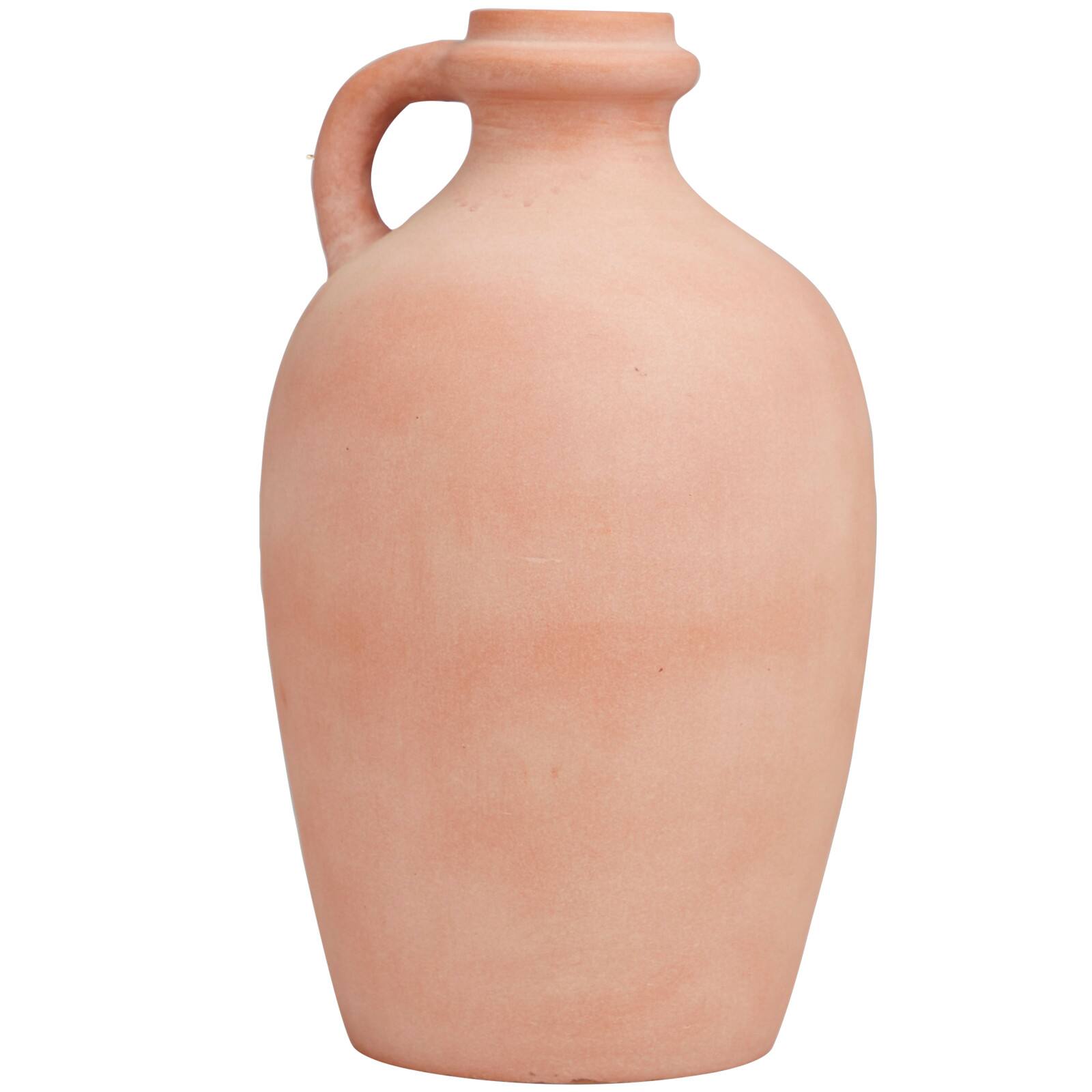 15&#x22; Orange Terracotta Jug Vase with Handle