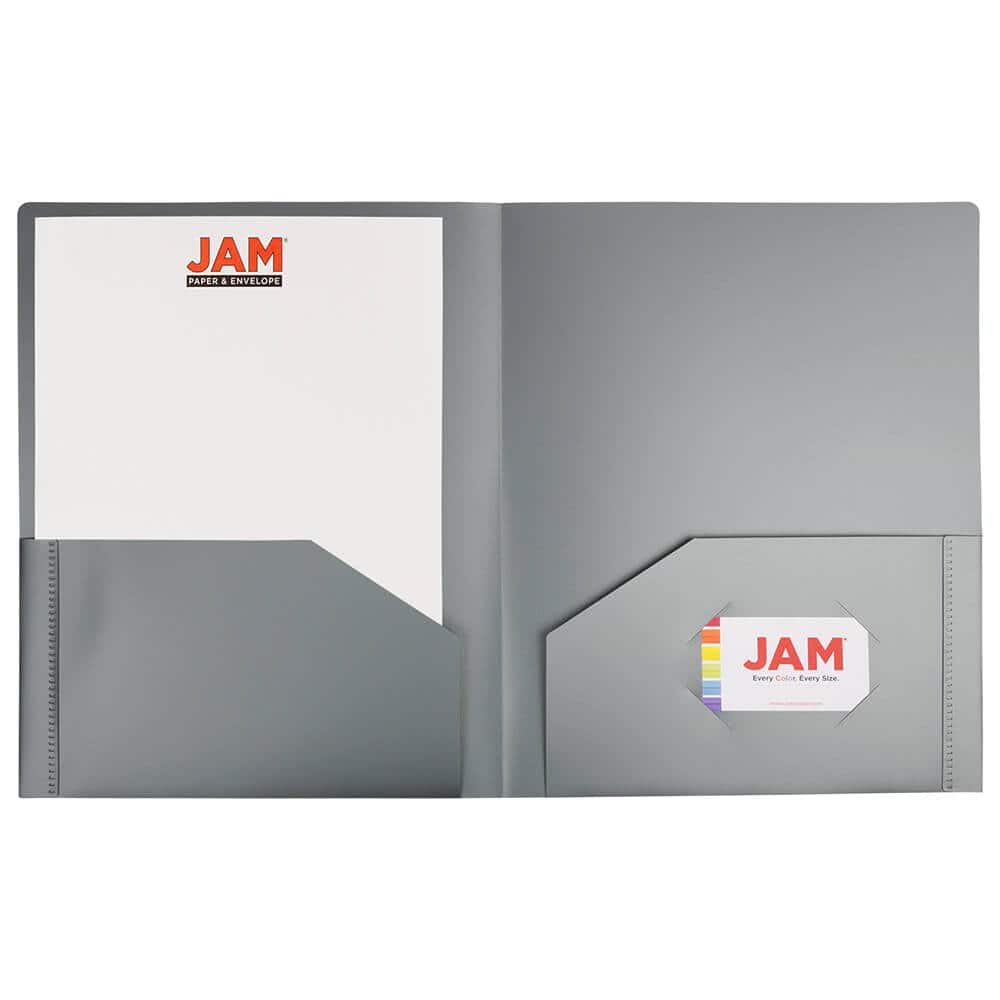 JAM Paper Heavy Duty Plastic 2-Pocket Folders, 6ct.