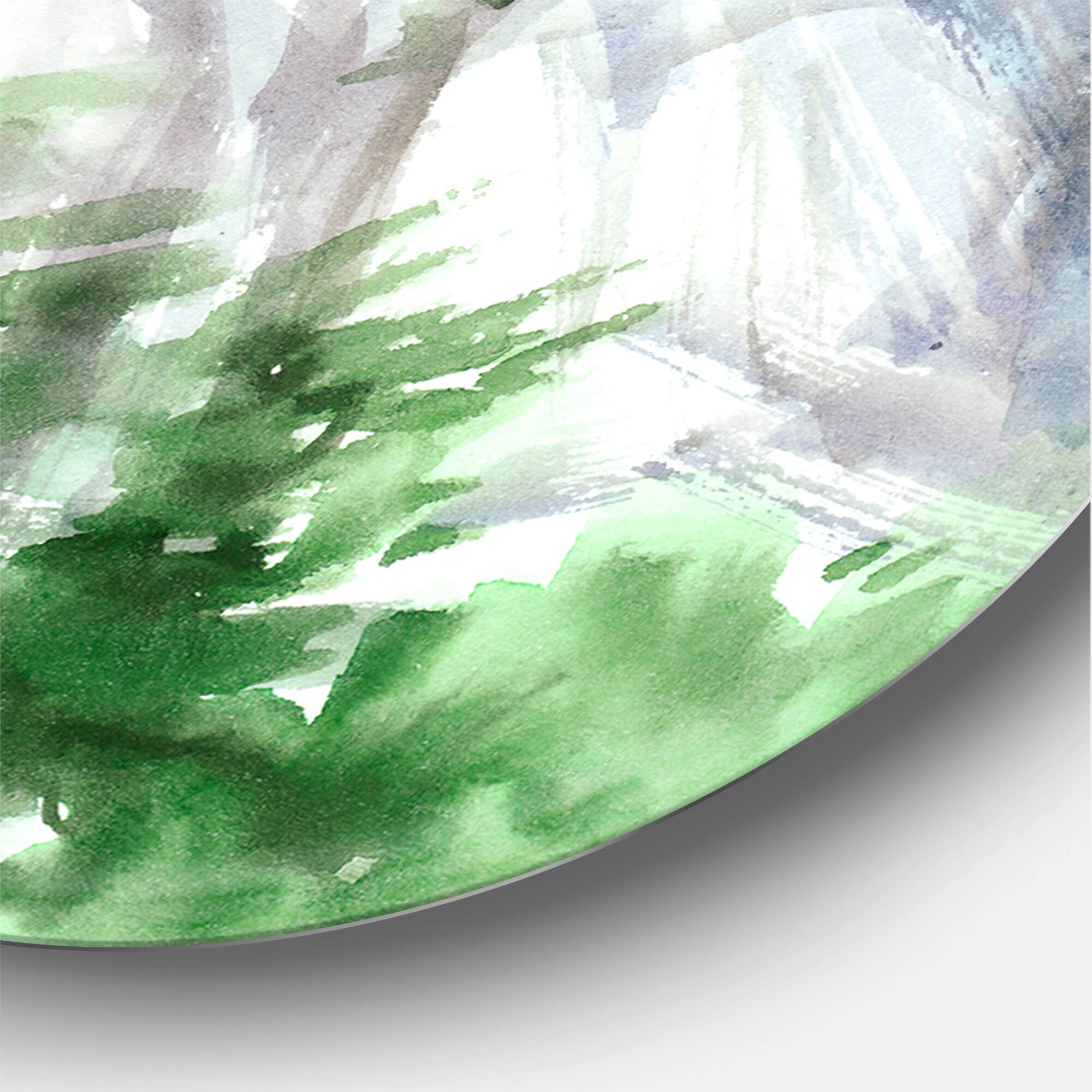 Designart - Mountain Top In The Clouds - Traditional Metal Circle Wall Art