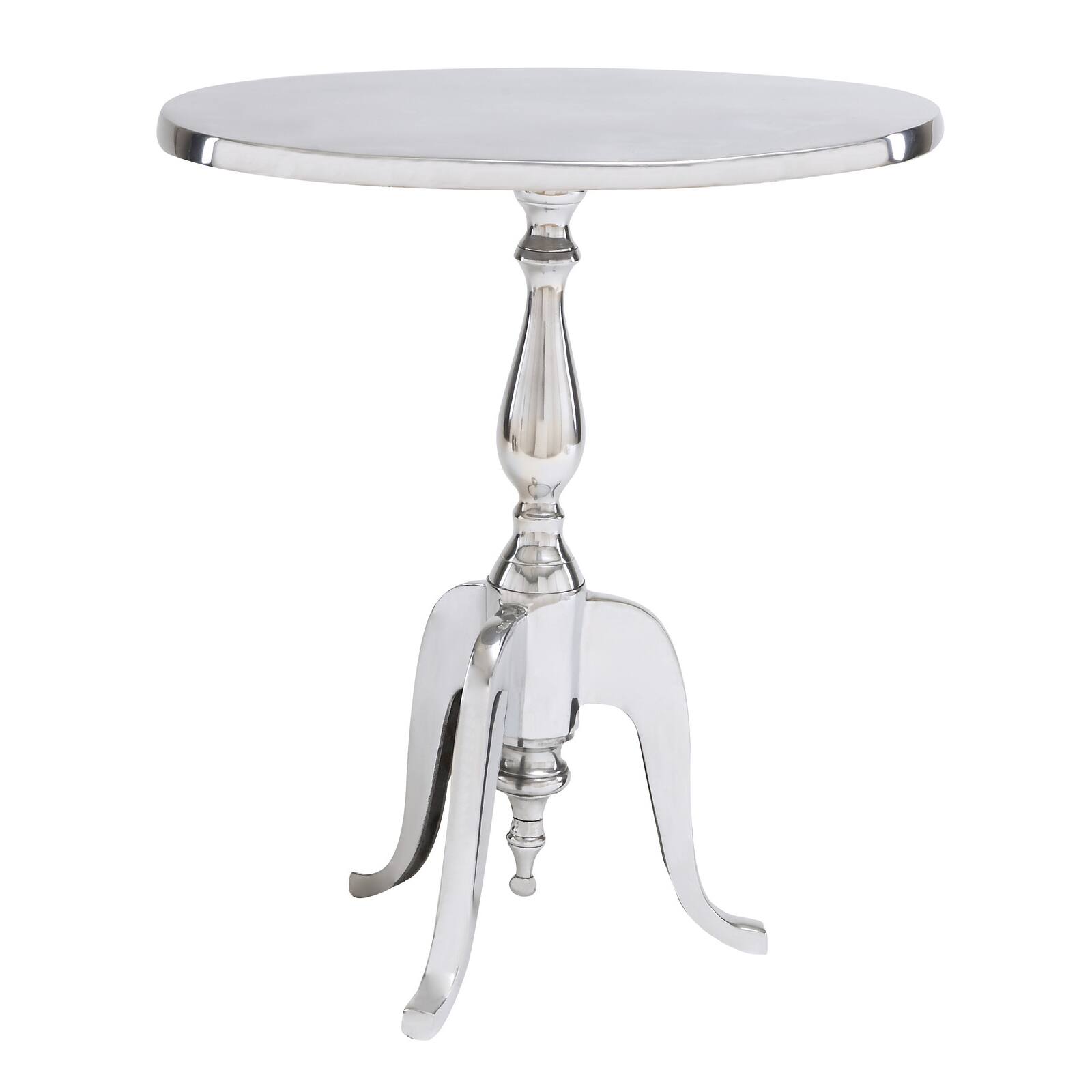 22&#x22; Silver Aluminum Traditional Accent Table