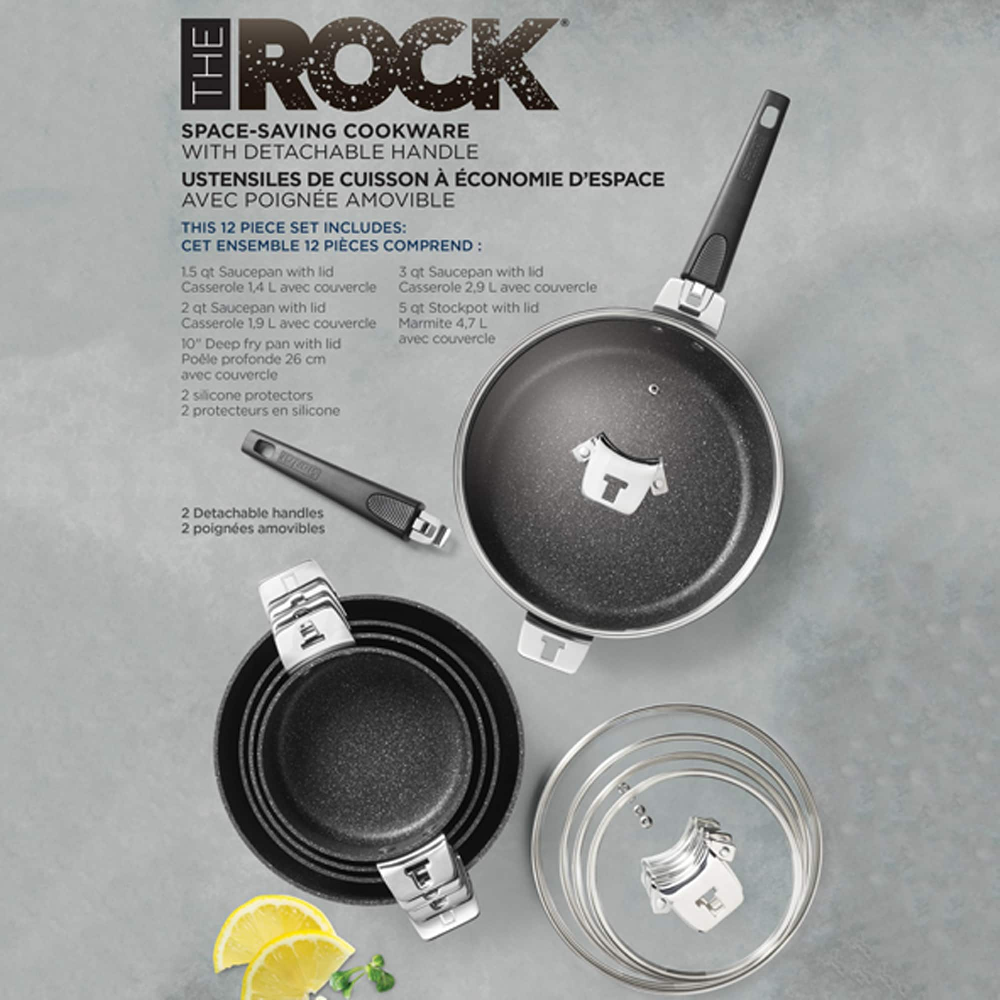 Toughened Non-Stick 5-Piece Cookware Set with Detachable Handle