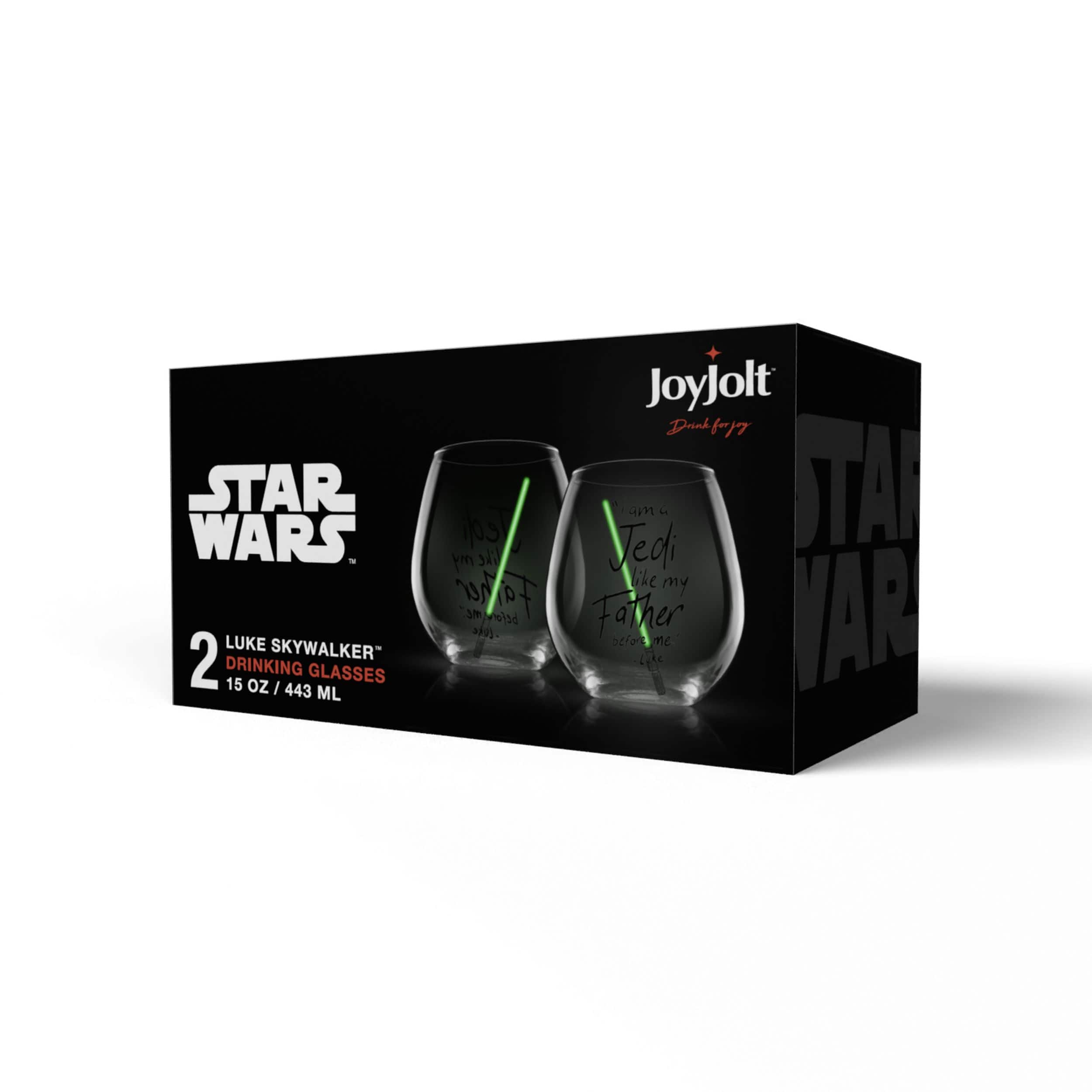 JoyJolt&#xAE; Star Wars&#x2122; 15oz. New Hope Luke Skywalker Green Lightsaber Stemless Drinking Glass, 2ct.