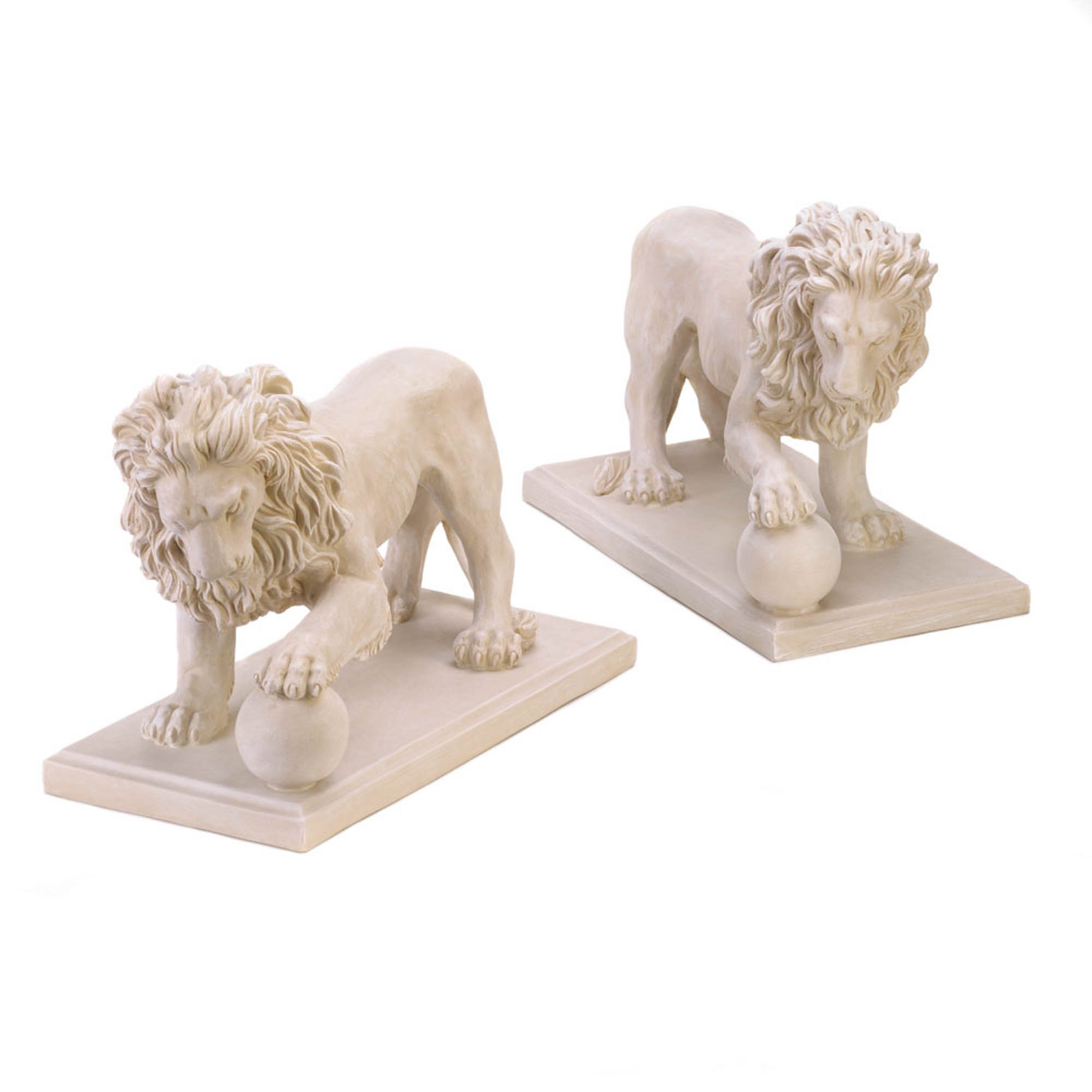 16&#x22; Regal Lion Statue Set