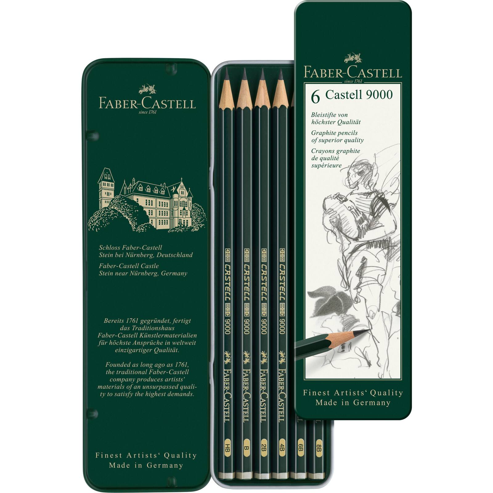 Faber-Castell 9000 6-Pencil Tin Set