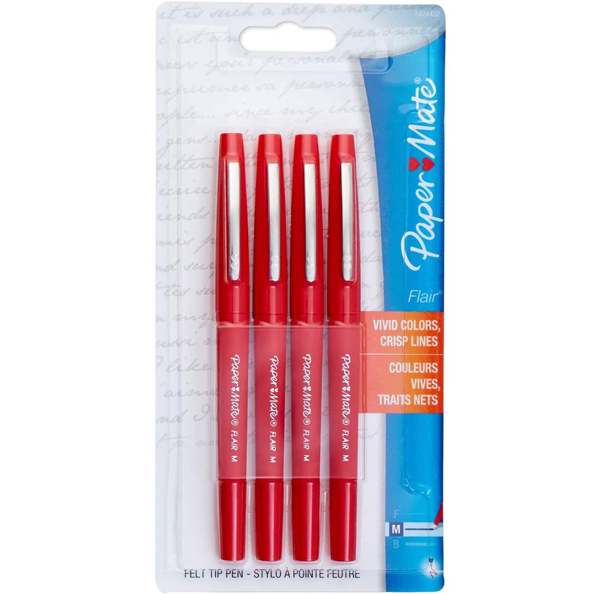 Paper Mate Flair Felt-Tip Pens, Medium Point, Red Ink - 4 pack