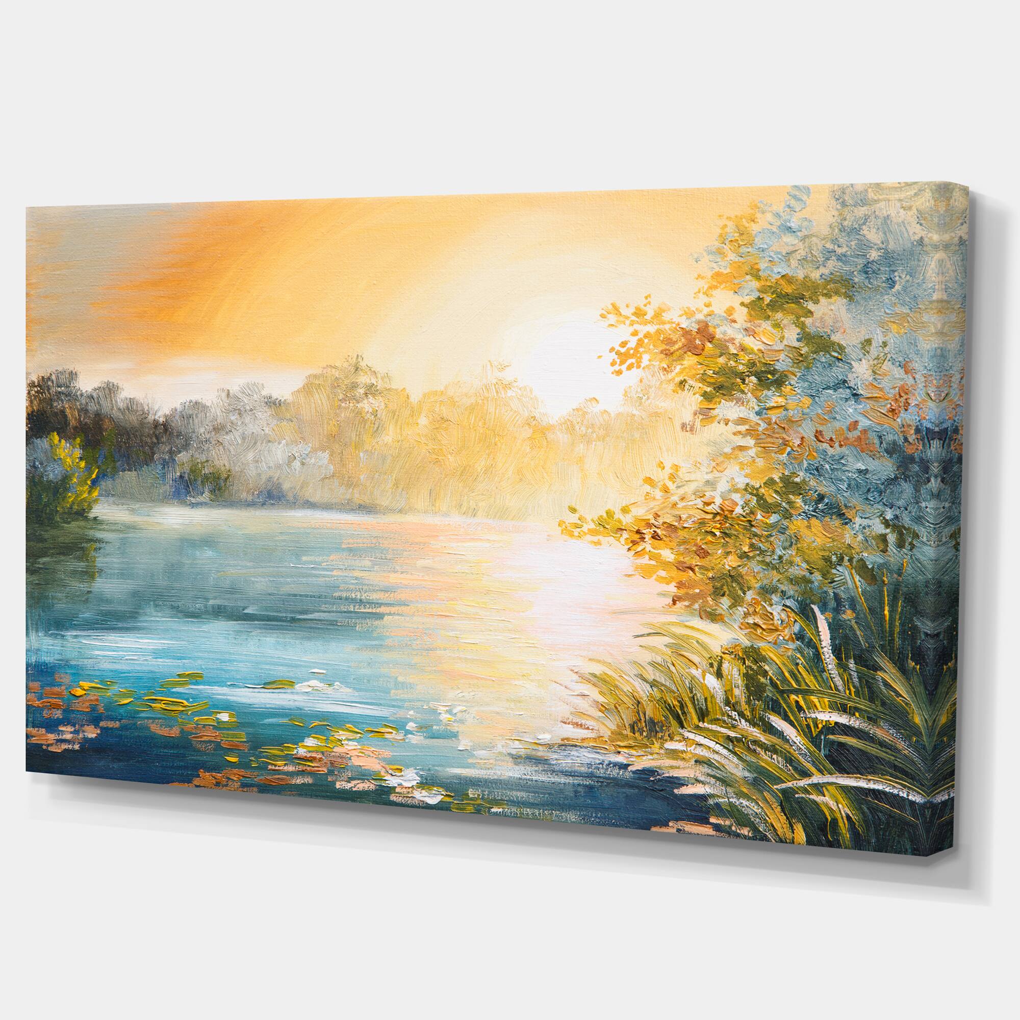 Designart - Sunset on the Lake - Landscape Art Print Canvas