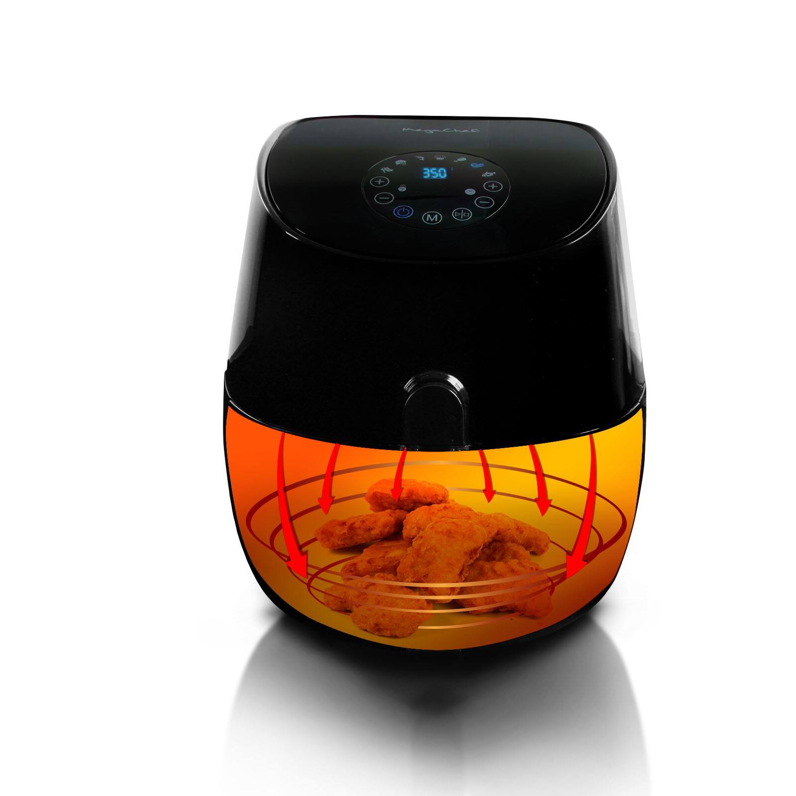 MegaChef 3.5qt. Sleek Black Airfryer &#x26; Multicooker With 7 Pre-programmed Settings