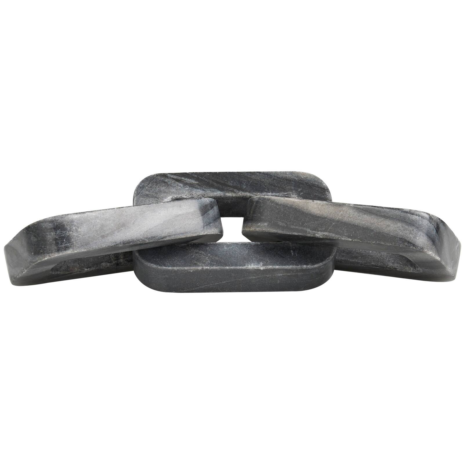 14" Gray Marble Chain Geometric 3-Link Sculpture