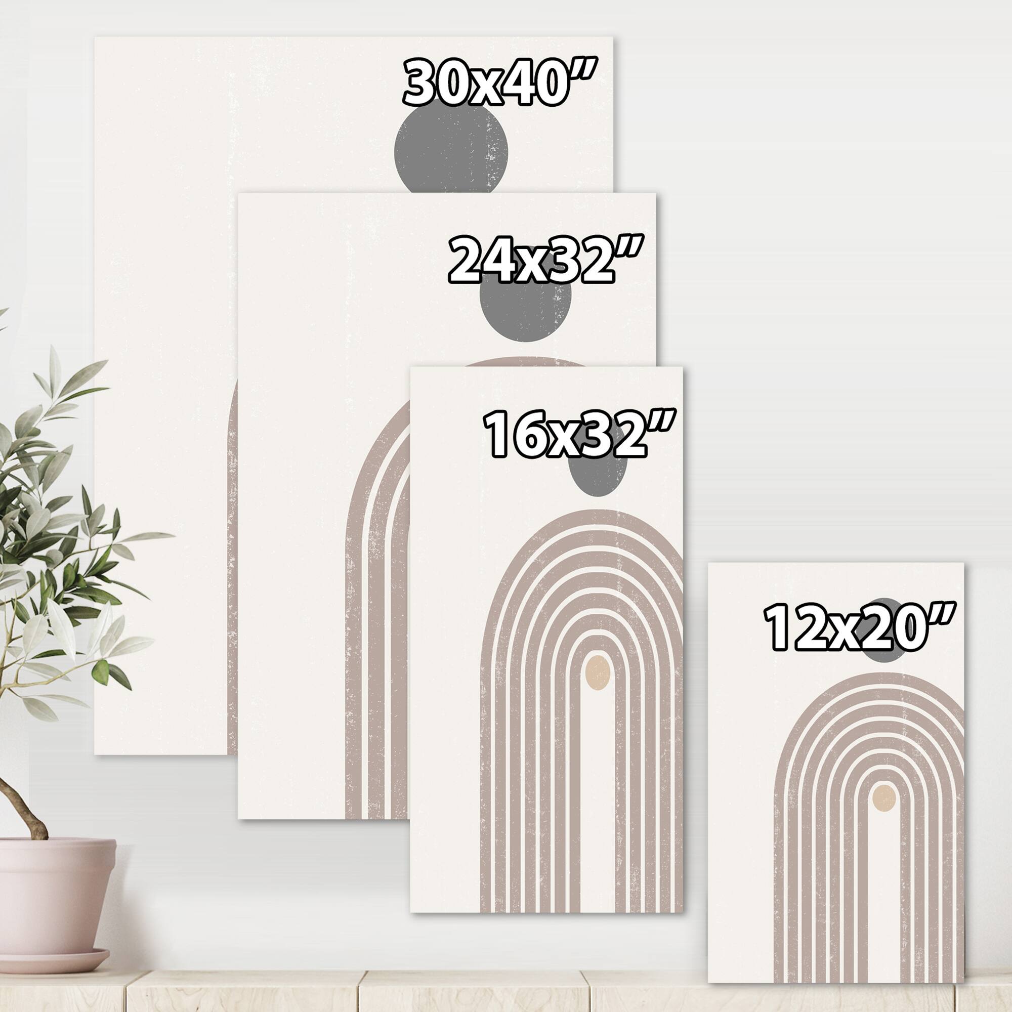 Designart - Abstract Rainbow Sun and Moon In Earth Tones I