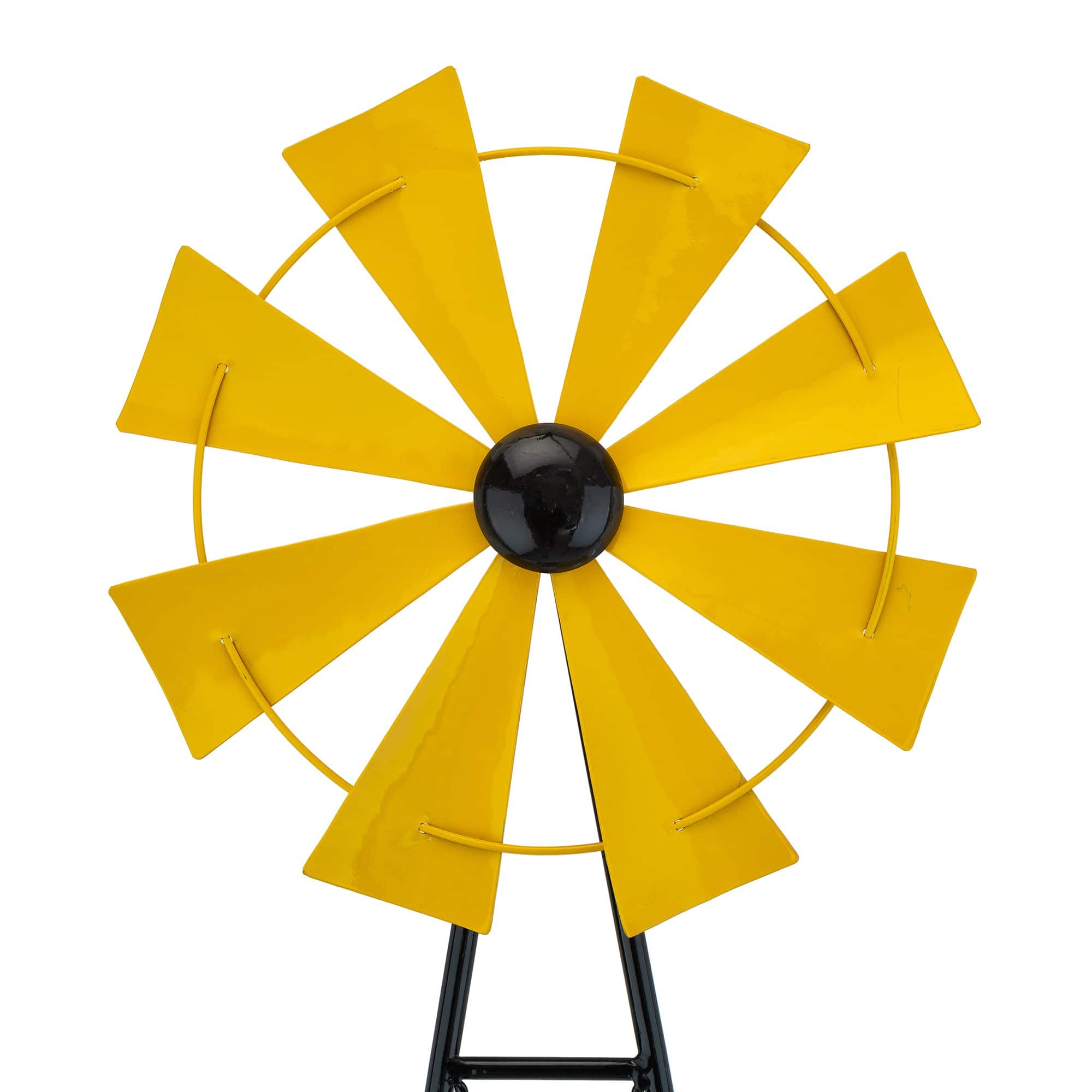 Glitzhome&#xAE; 3.5ft Yellow Metal Wind Spinner Yard Stake