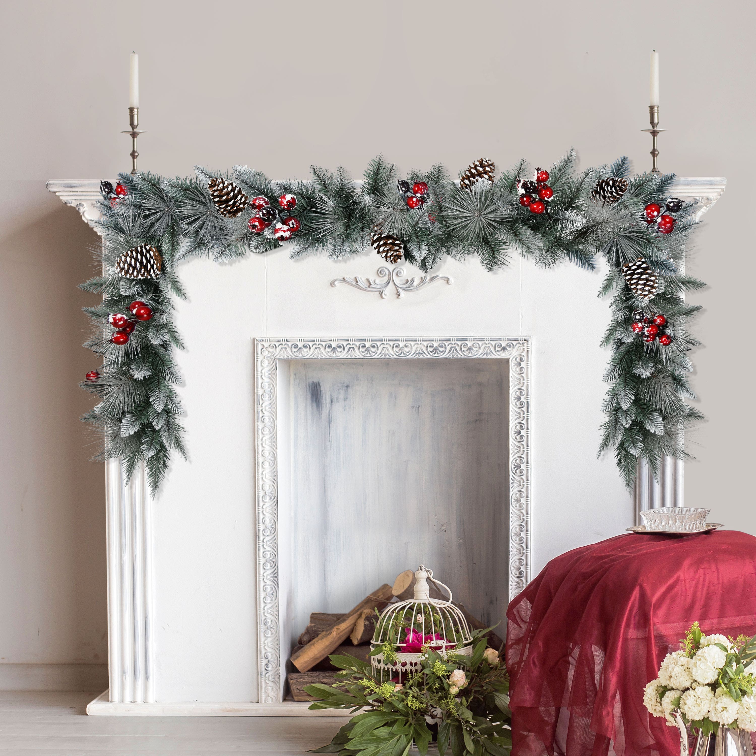 9ft. Sterling Pine Artificial Garland with Pinecones & Red Berries