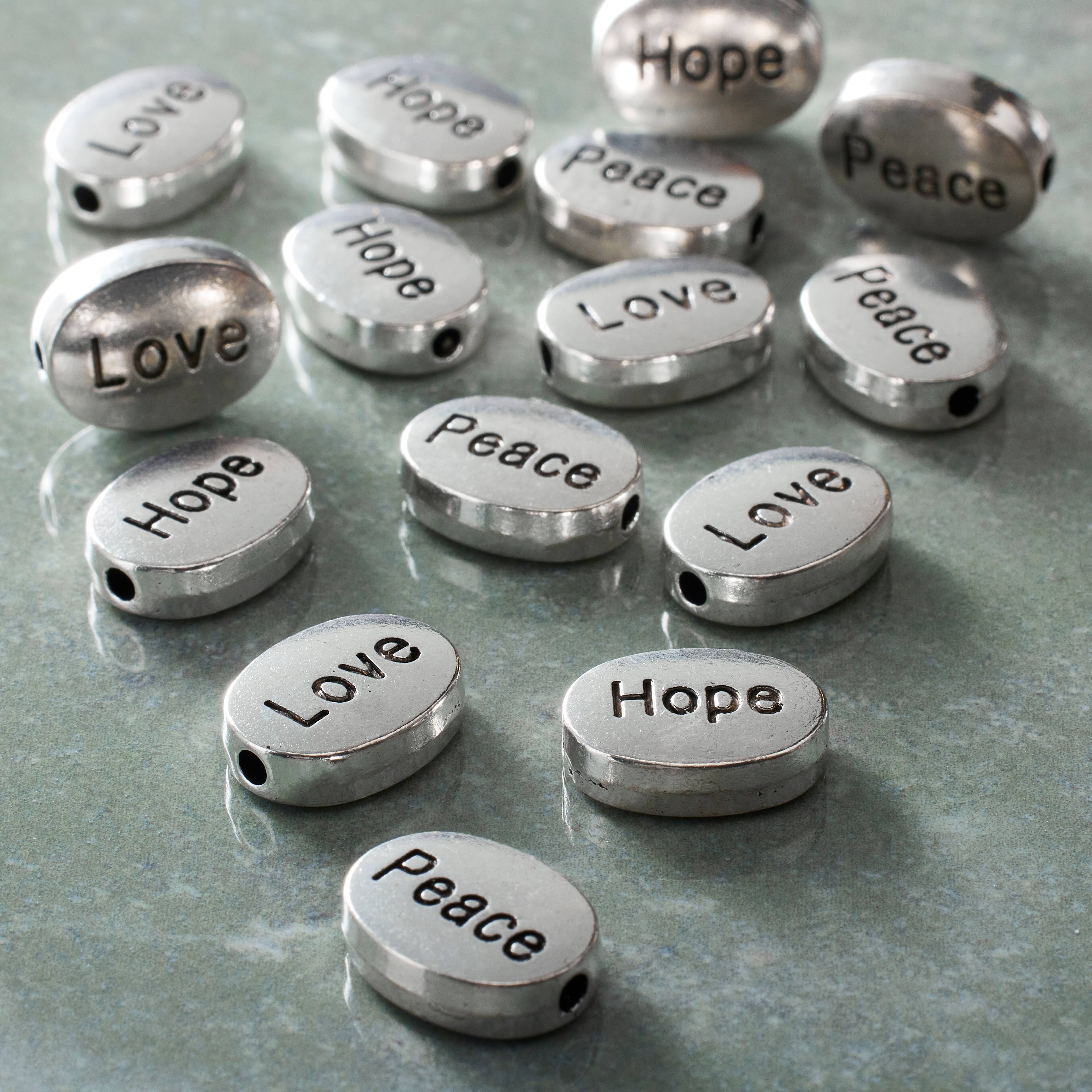 12 Packs: 15 ct. (180 total) Silver Metal Word Beads, 18mm by Bead Landing&#x2122;