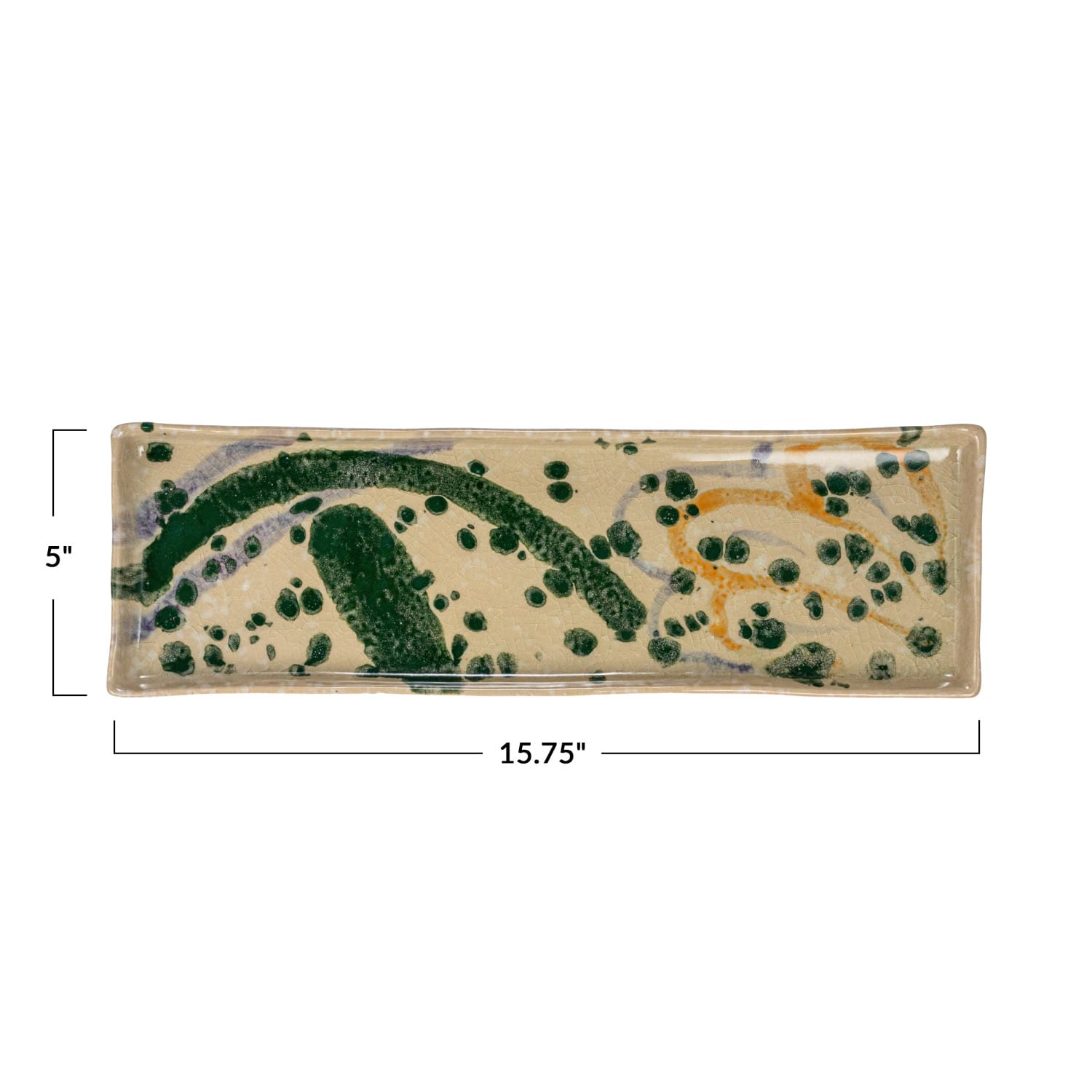Hello Honey® 15.75" Green & Cream Abstract Design Stoneware Platter