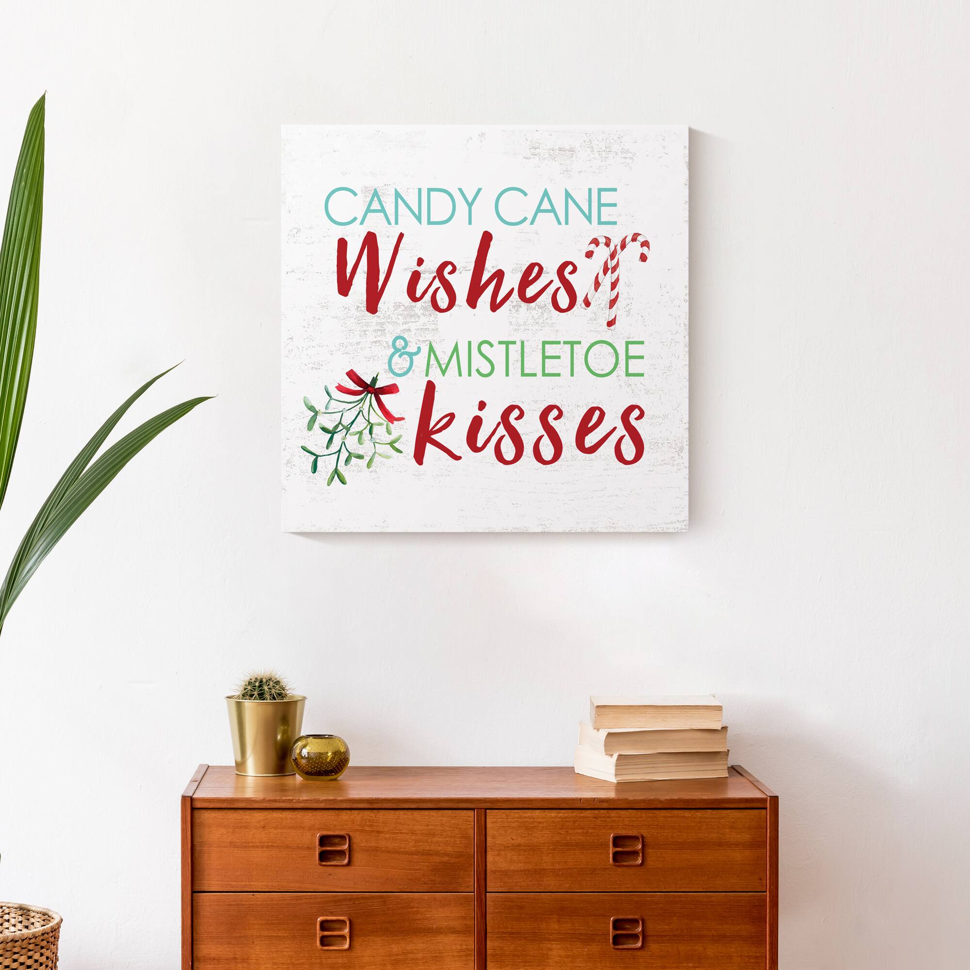 Candy Cane Wishes and Mistletoe Kisses 20x20 Canvas Wall Art | Michaels