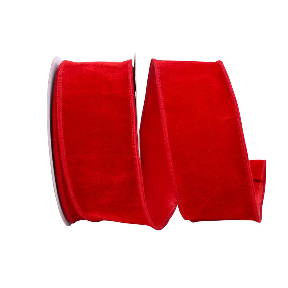 JAM Paper 2.5&#x22; x 10yd. Red Dupioni Backed Wired Plush Velvet Ribbon
