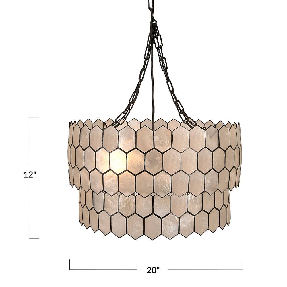 Capiz 2-Tier Honeycomb Chandelier