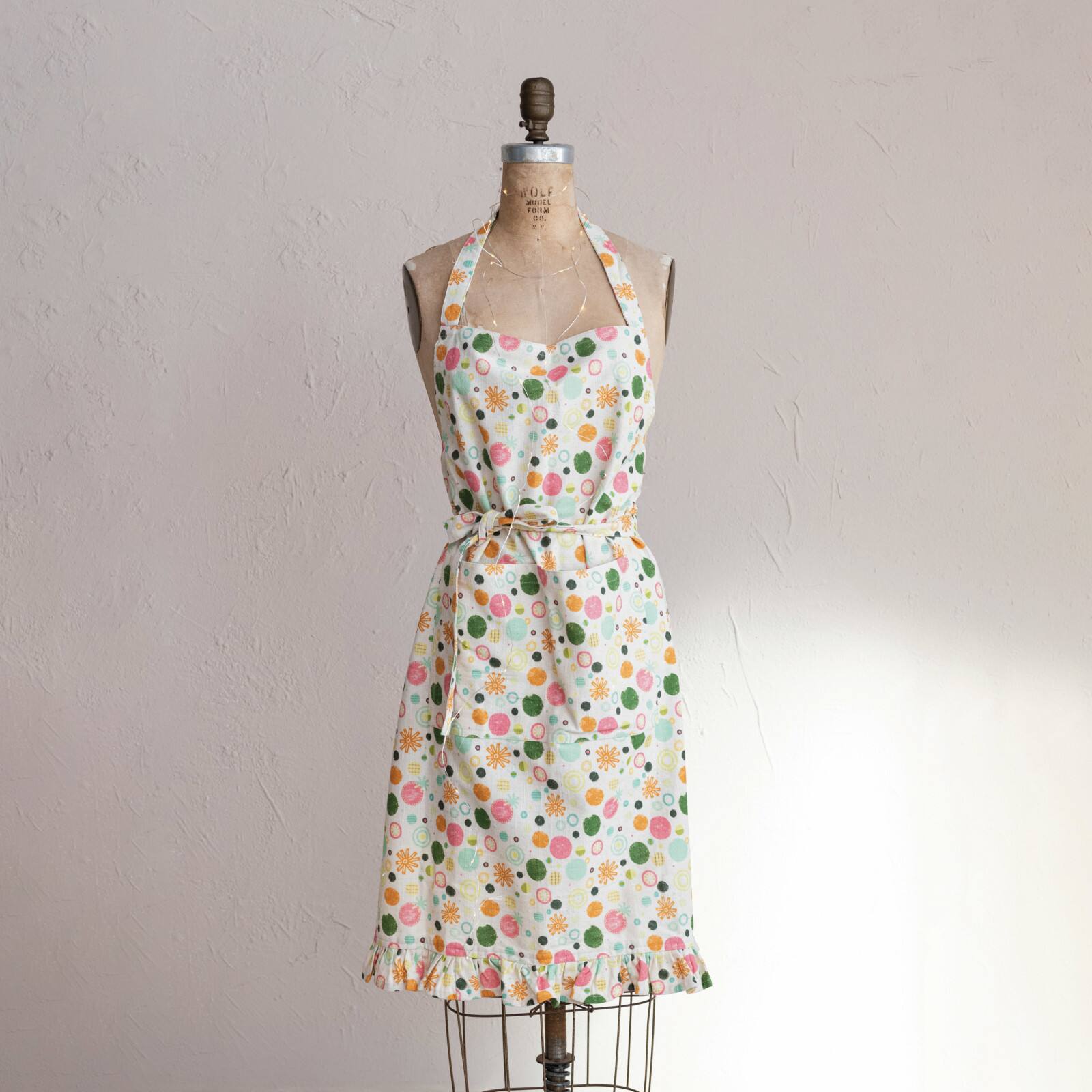 Hello Honey® Multicolor Party Dots Adult Cotton Apron with Ruffle