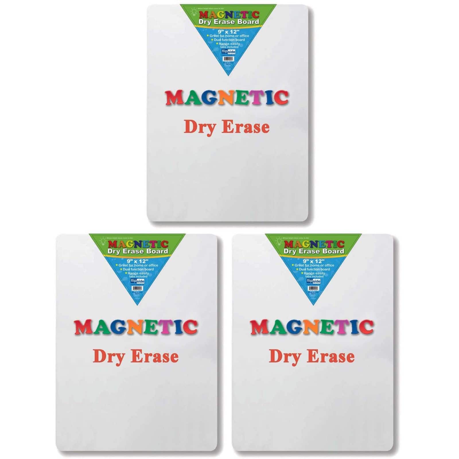 Flipside Products 9" x 12" Magnetic Dry Erase Boards, 3ct.