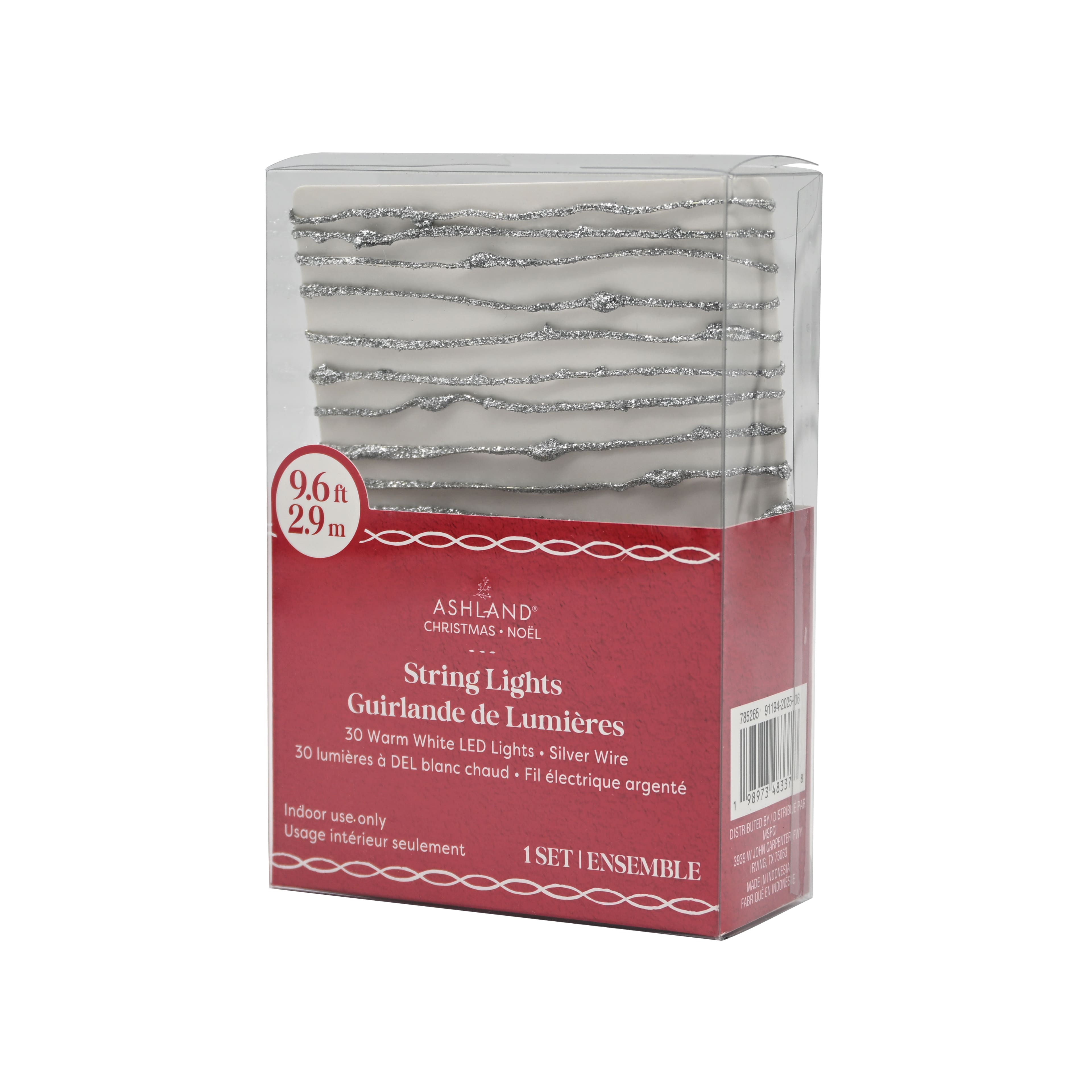 30ct. Warm White LED Silver Glitter String Lights by Ashland&#xAE;