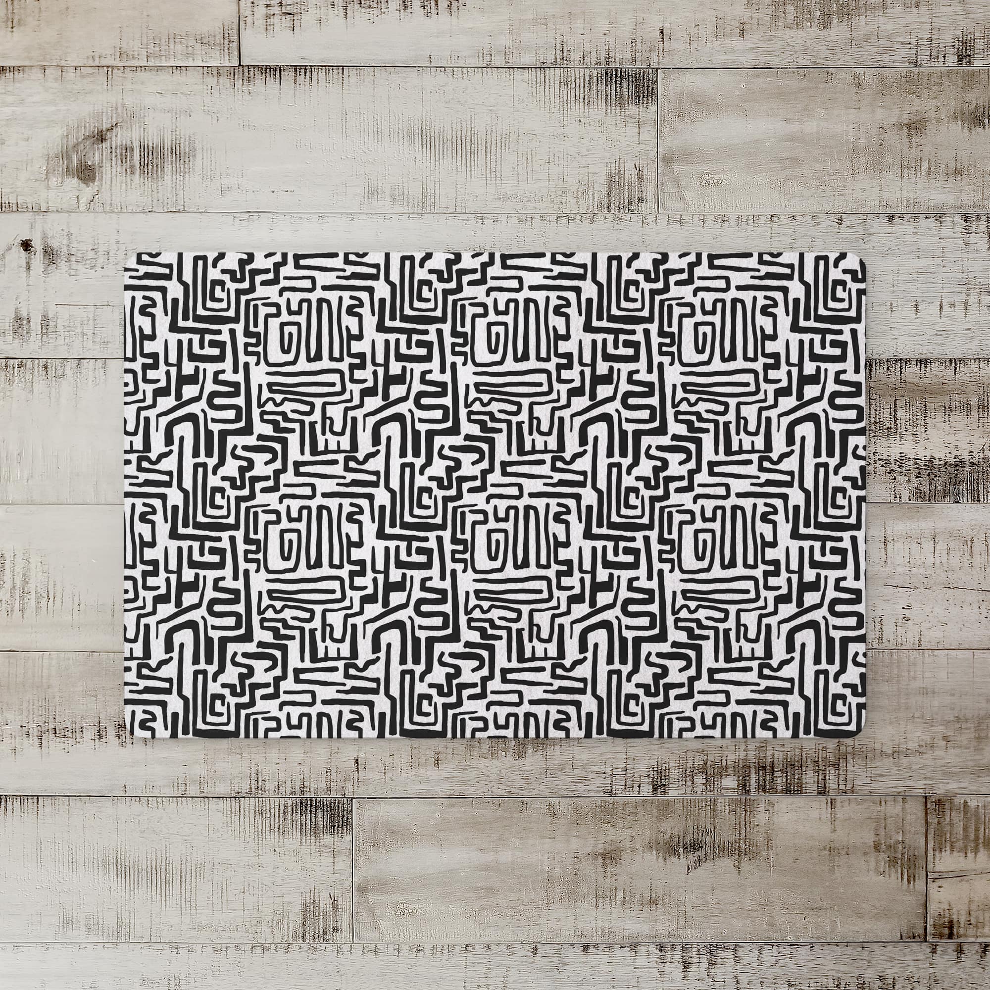 Black Maze Lines 27" x 18" Floor Mat