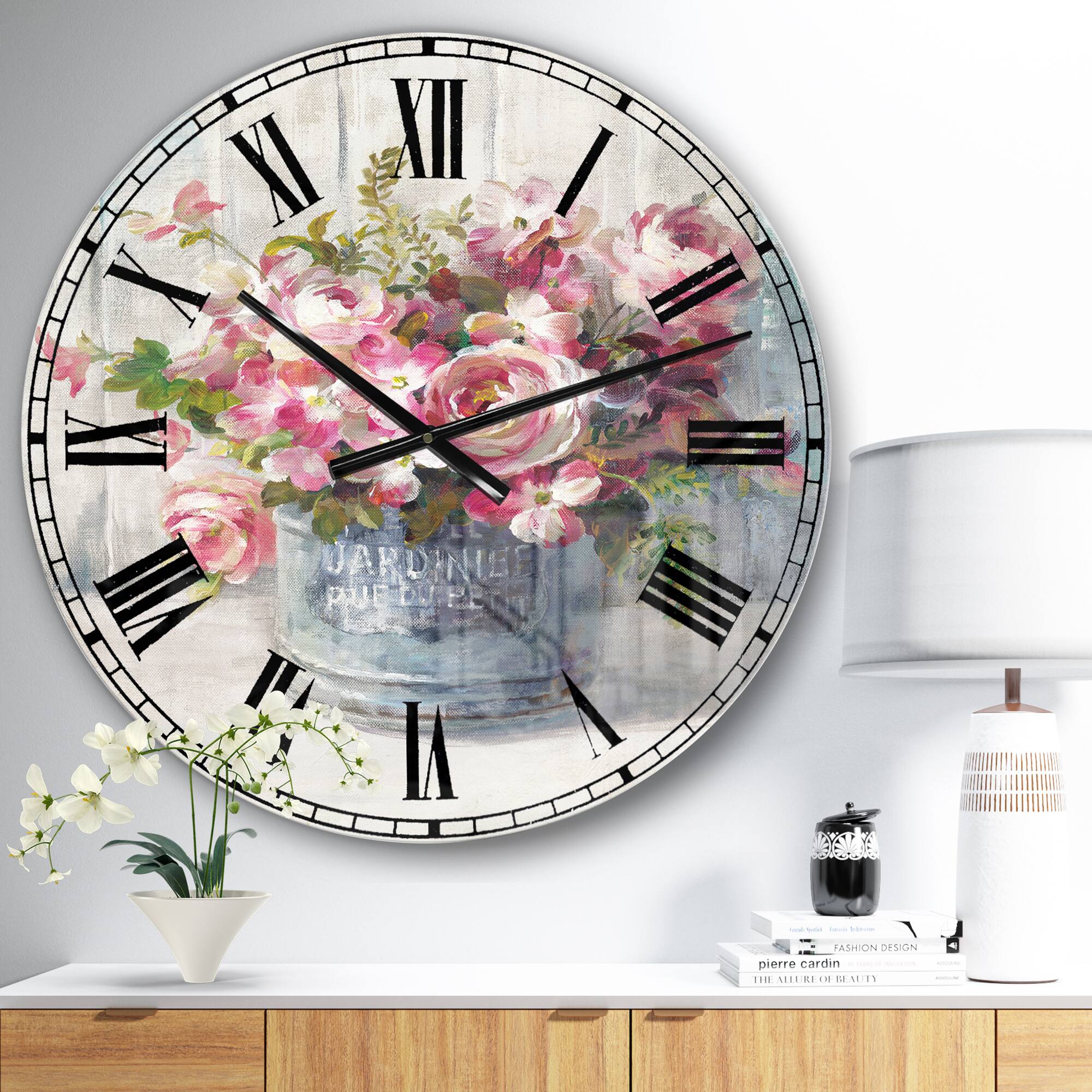Designart Maison Des Fleurs III Farmhouse Wall Clock