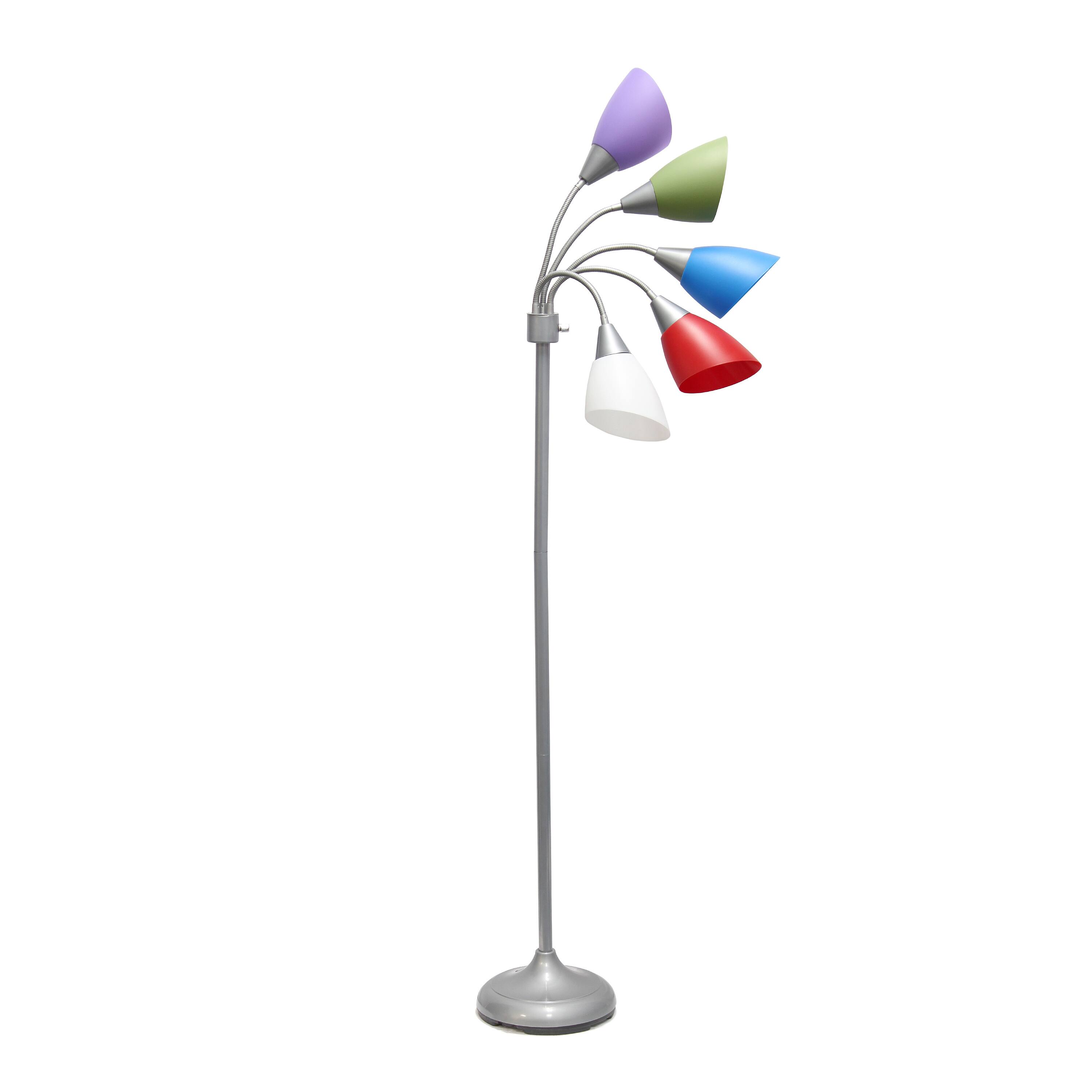 Simple Designs&#x2122; 5.6ft. 5-Light Gooseneck Silver Floor Lamp