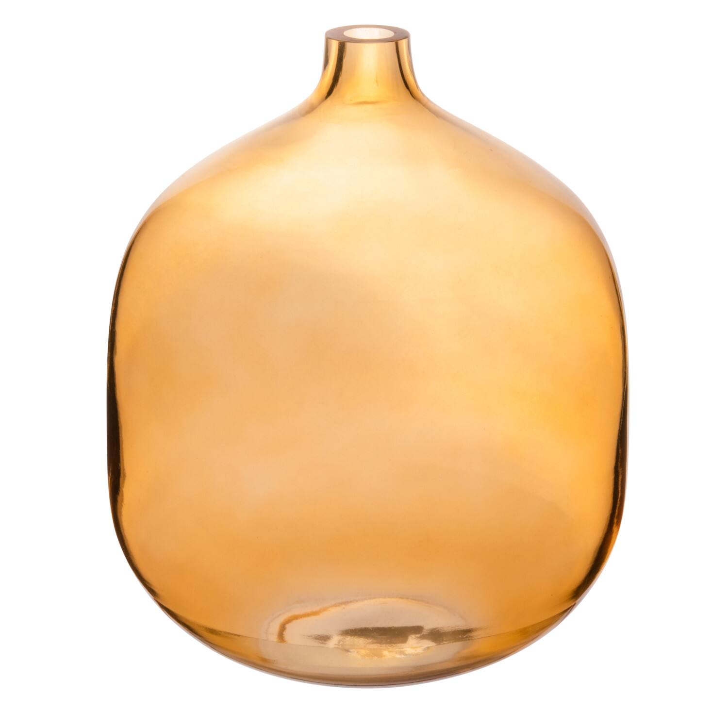 Hello Honey&#xAE; 8&#x22; Amber Modern Round Tinted Glass Vase