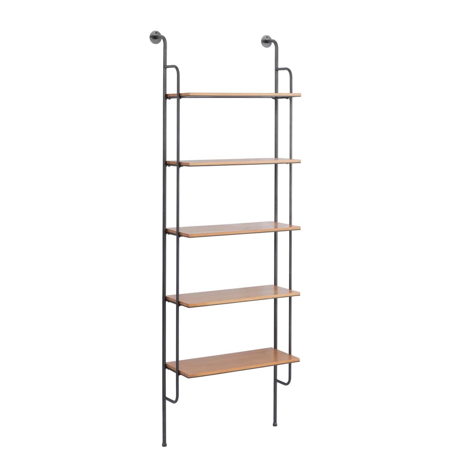 Brown Iron Industrial Wall Shelf, 71" x 23" x 12"