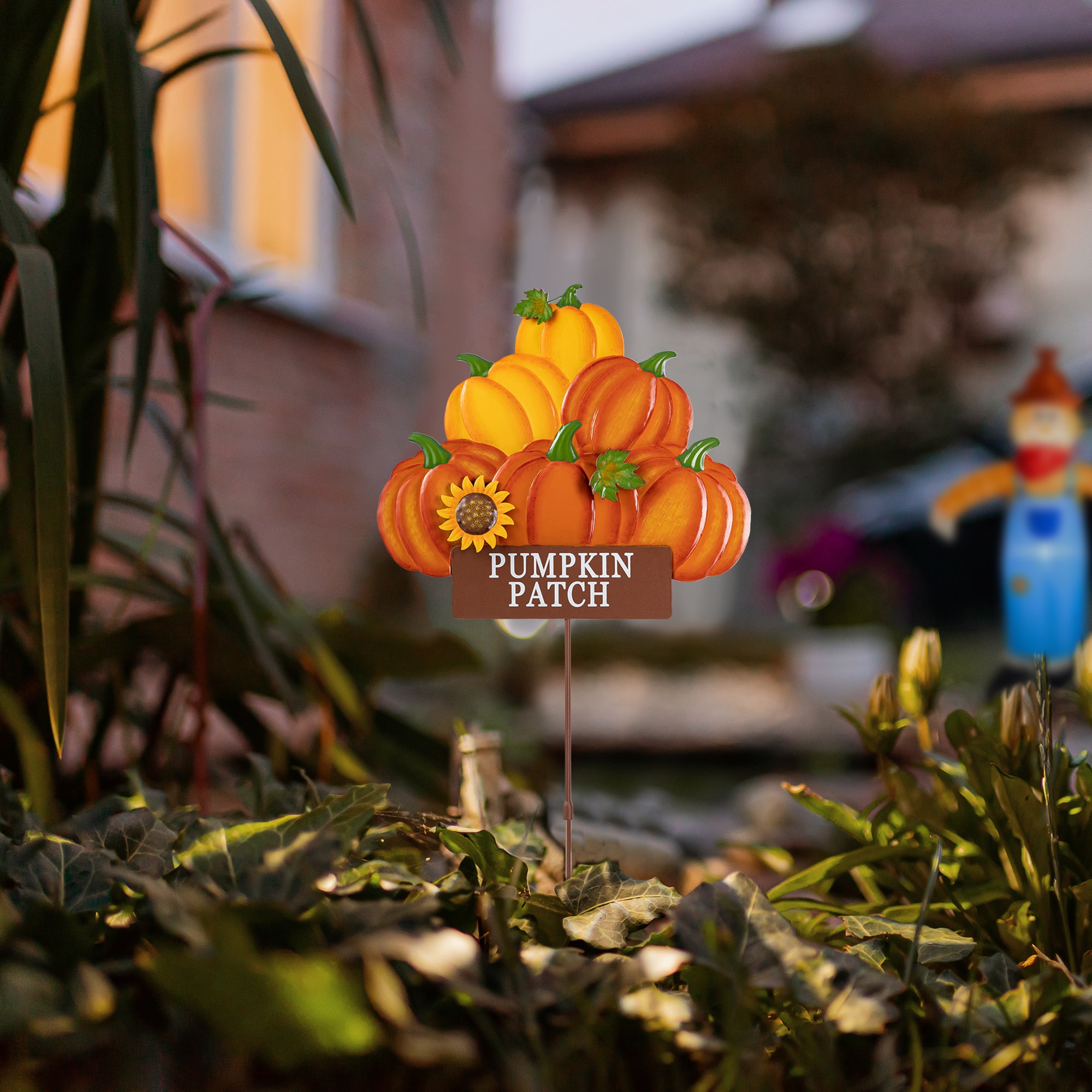 Glitzhome&#xAE; 42&#x22; Fall Metal Pumpkins Stack Yard Stake