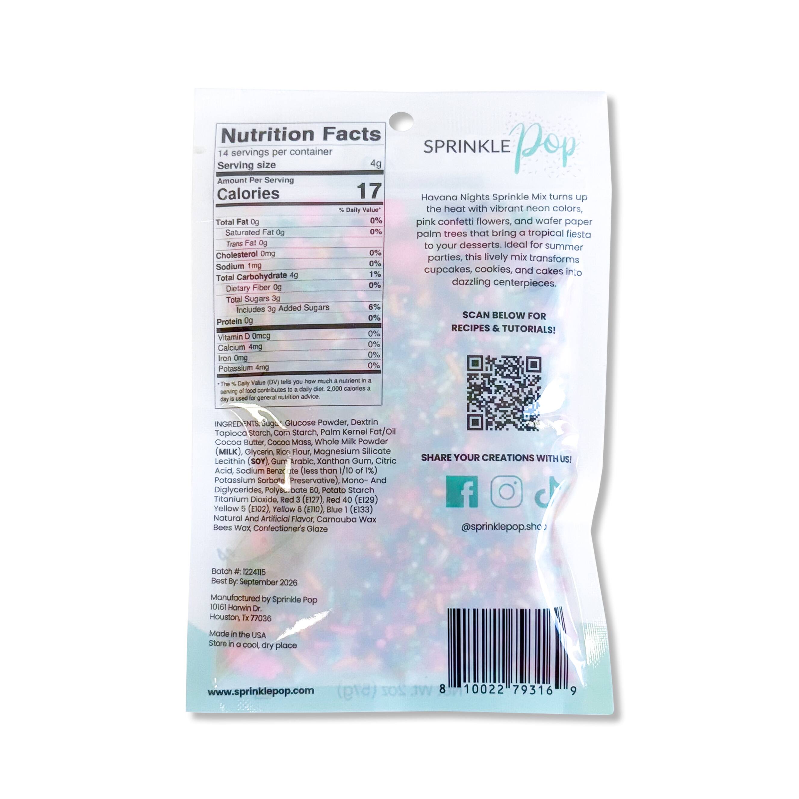 Sprinkle Pop 2oz. Havana Nights Sprinkle Mix