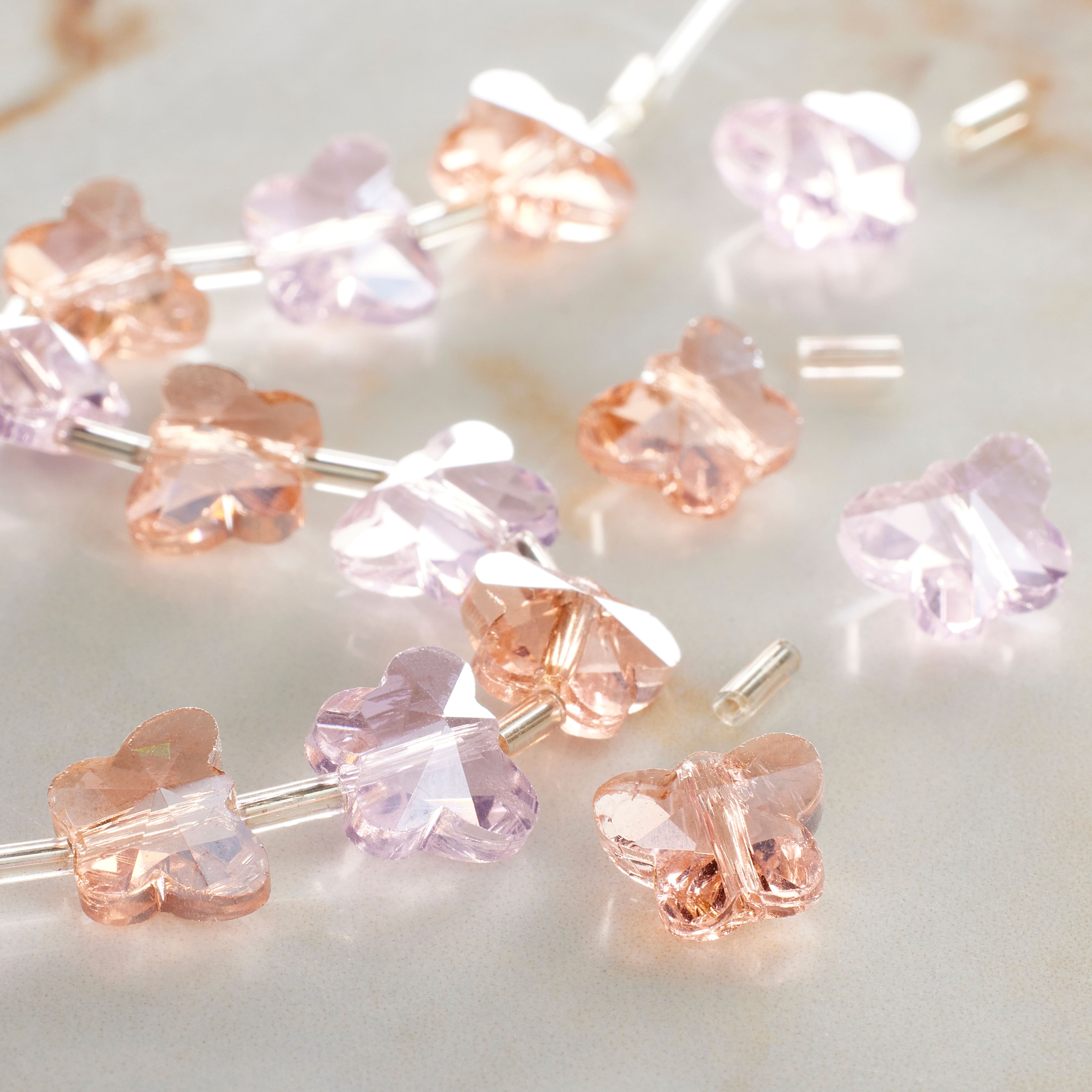 Pink Butterfly Glass Beads, 10mm by Bead Landing™