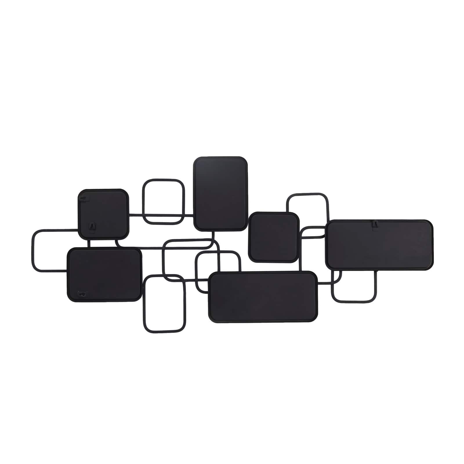 Black Metal Contemporary Abstract Wall Mirror, 46&#x22; x 0&#x22; x 21&#x22;