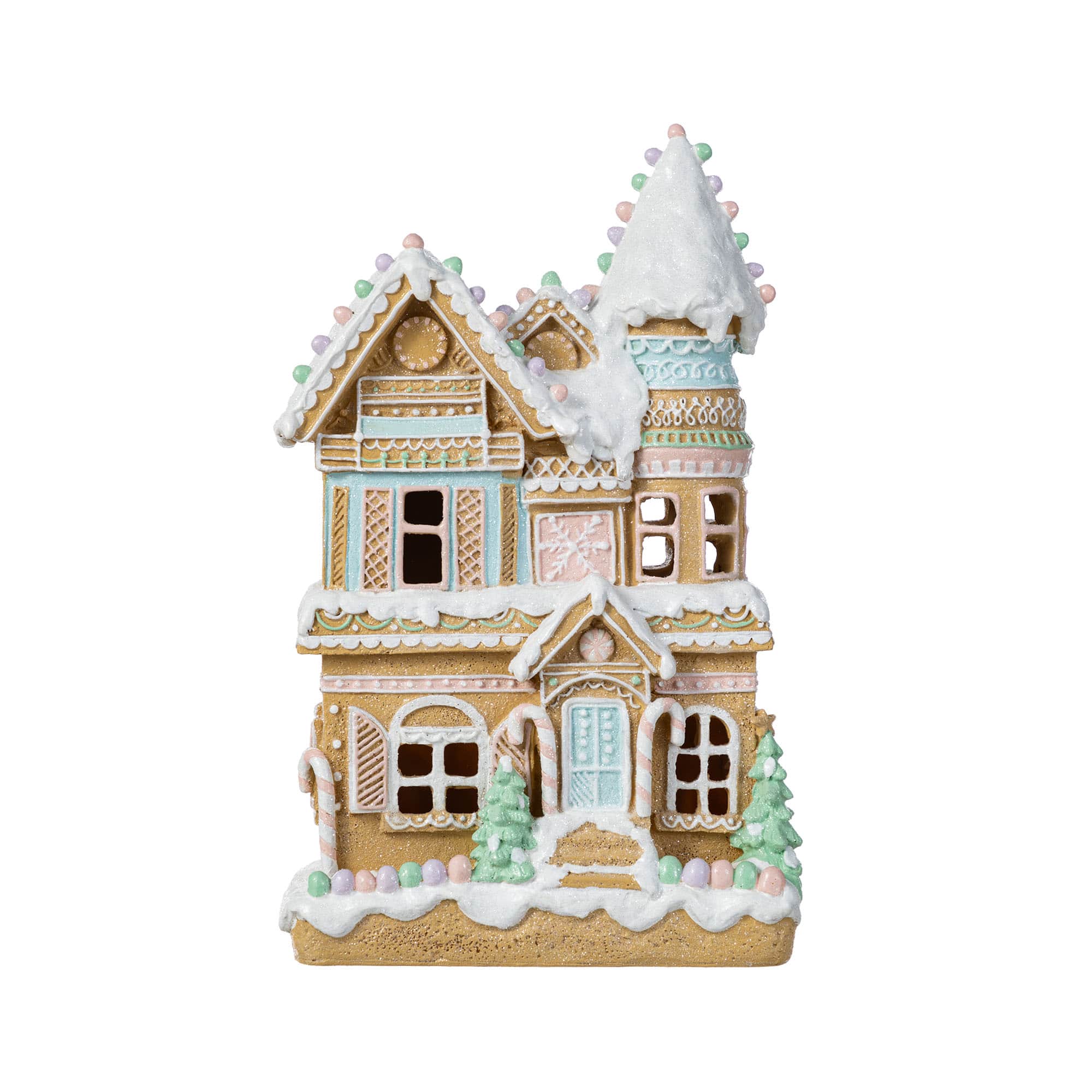 Glitzhome&#xAE; 11.75&#x22; Christmas Macaron Resin Village Table Decor