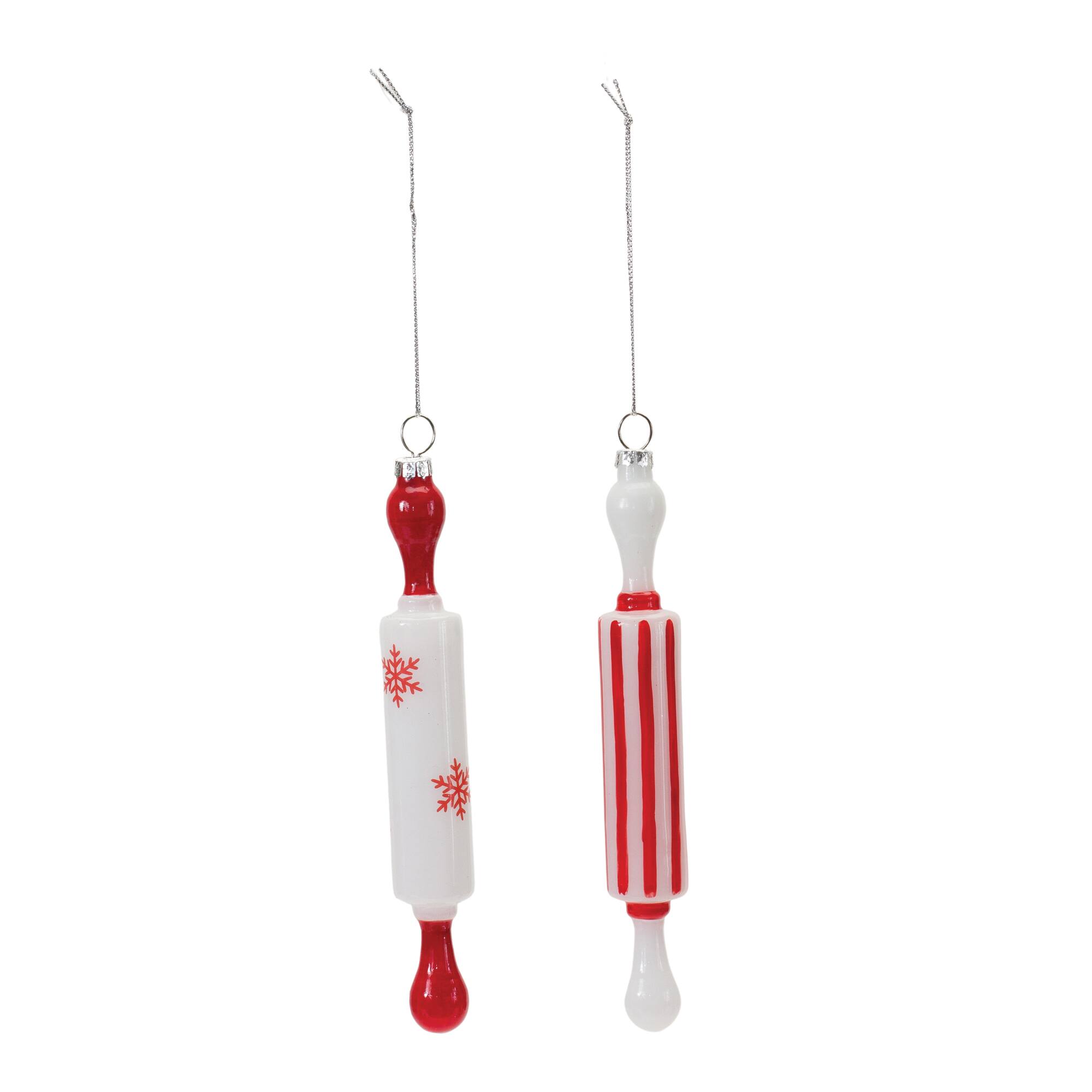12ct. 8&#x22; Glass Rolling Pin Ornaments