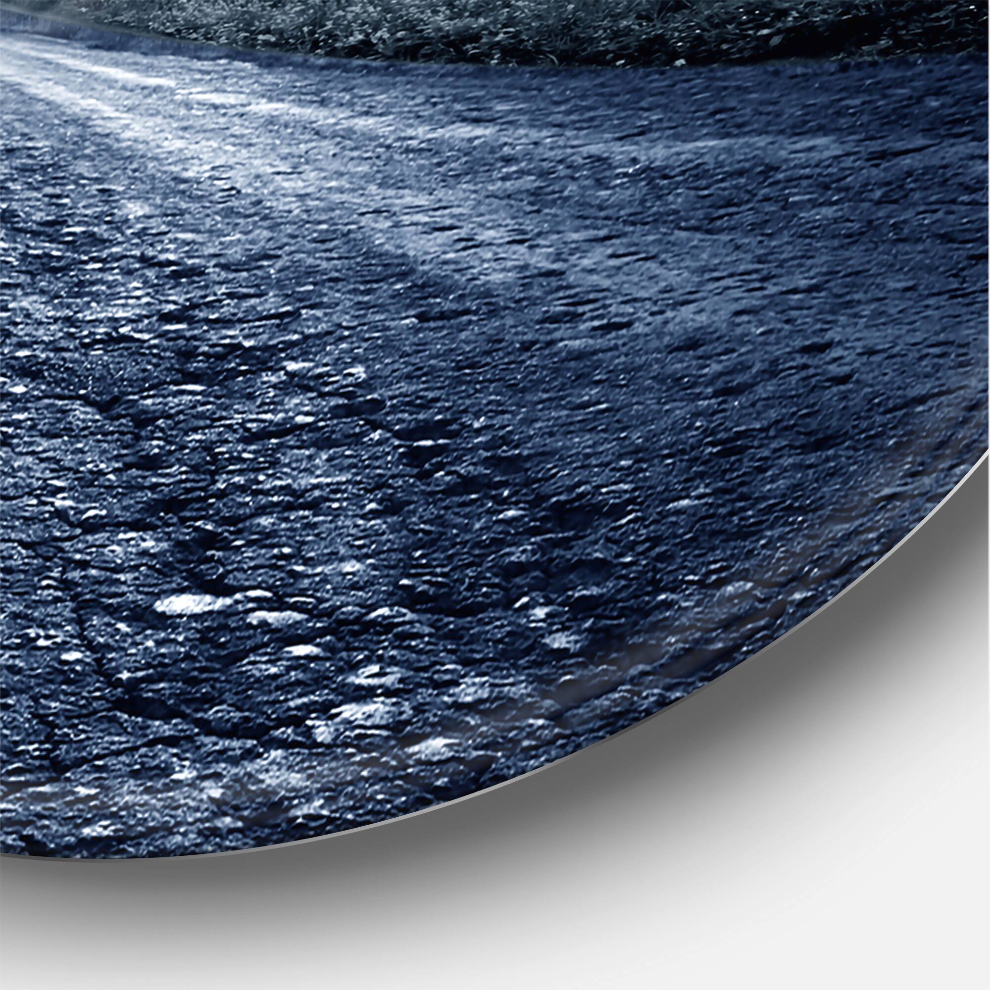 Designart - Asphalt Road Under Cloudy Full Moon II