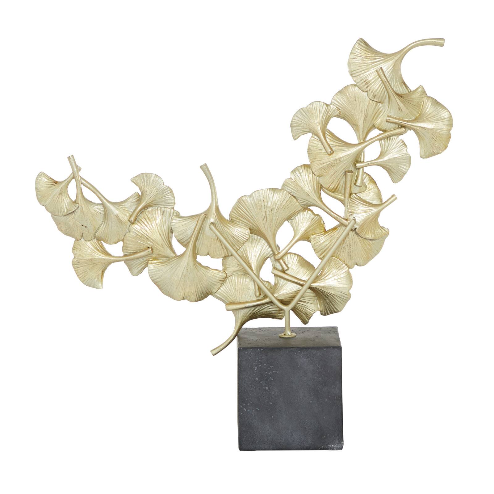 CosmoLiving by Cosmopolitan 18" Gold Contemporary Gingko Leaf Sculpture
