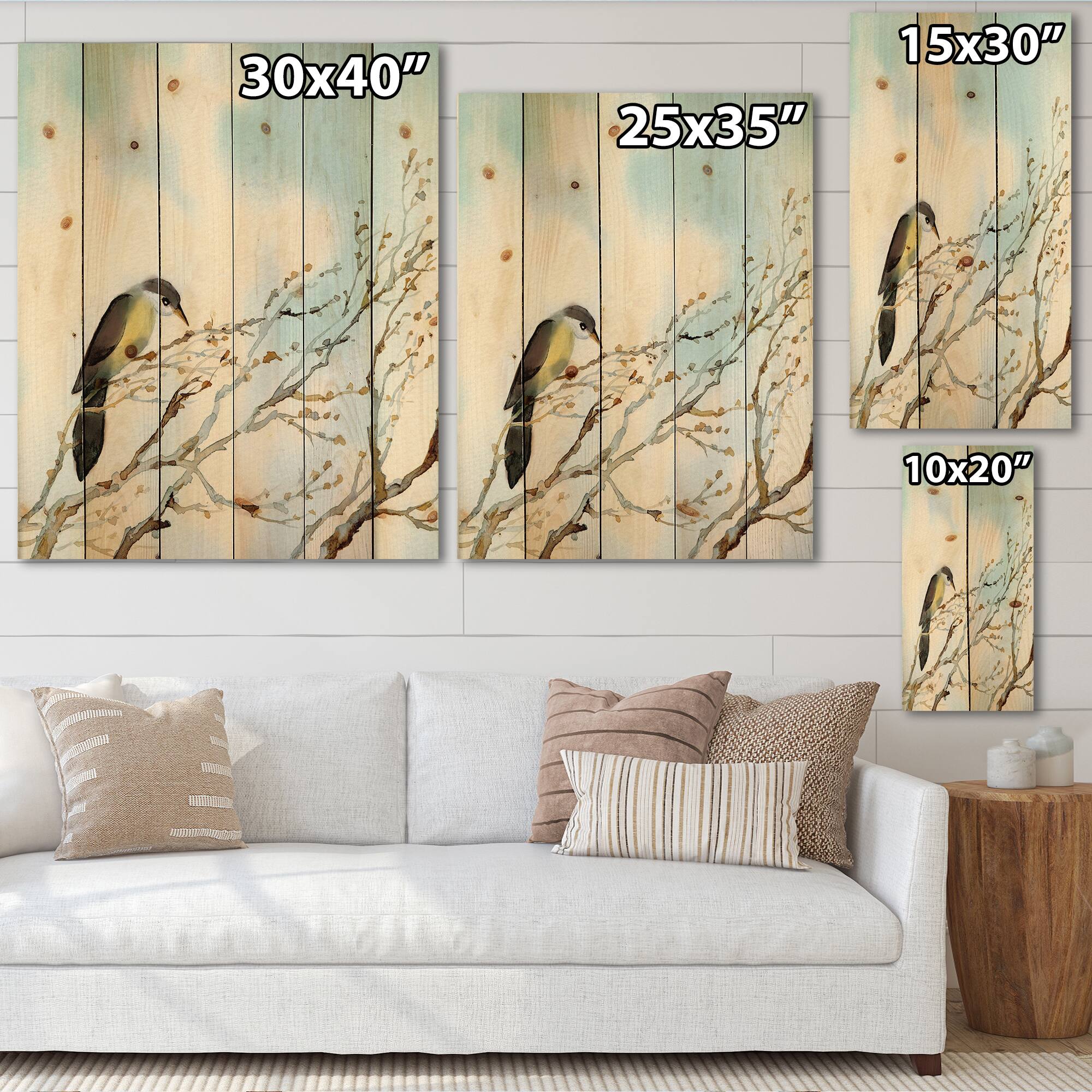 Designart - Bird On Old Bare Tree With Blue Cloudy Sky